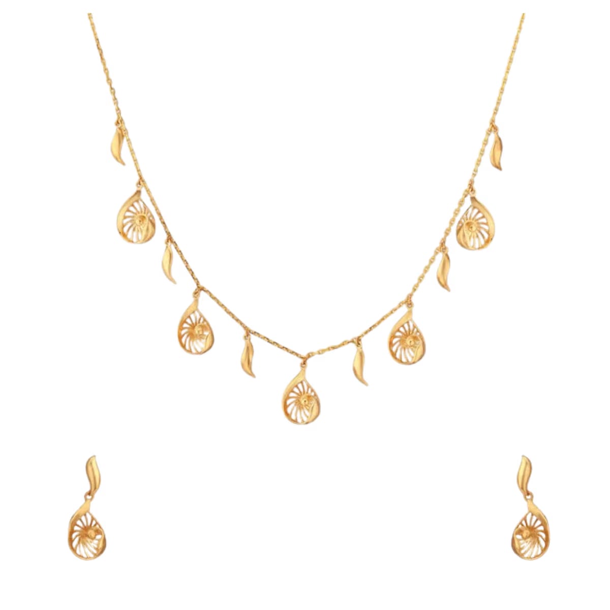 Luminous Leaf Gold Necklace Set