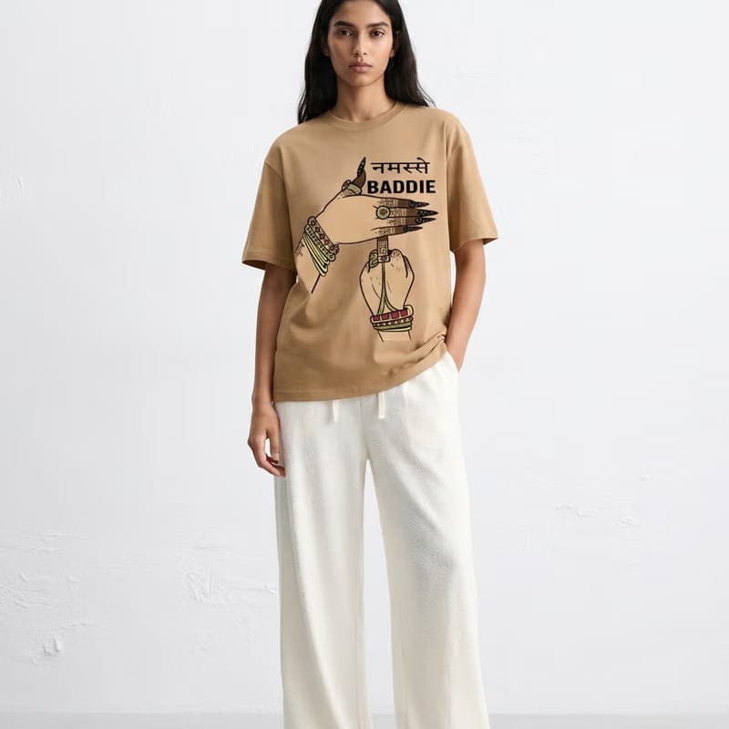 Kaand Namaste Baddie Tshirt(Brown)