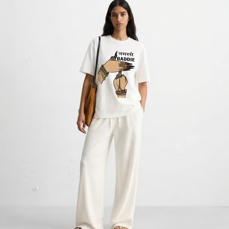Kaand Namaste Baddie Tshirt(White)