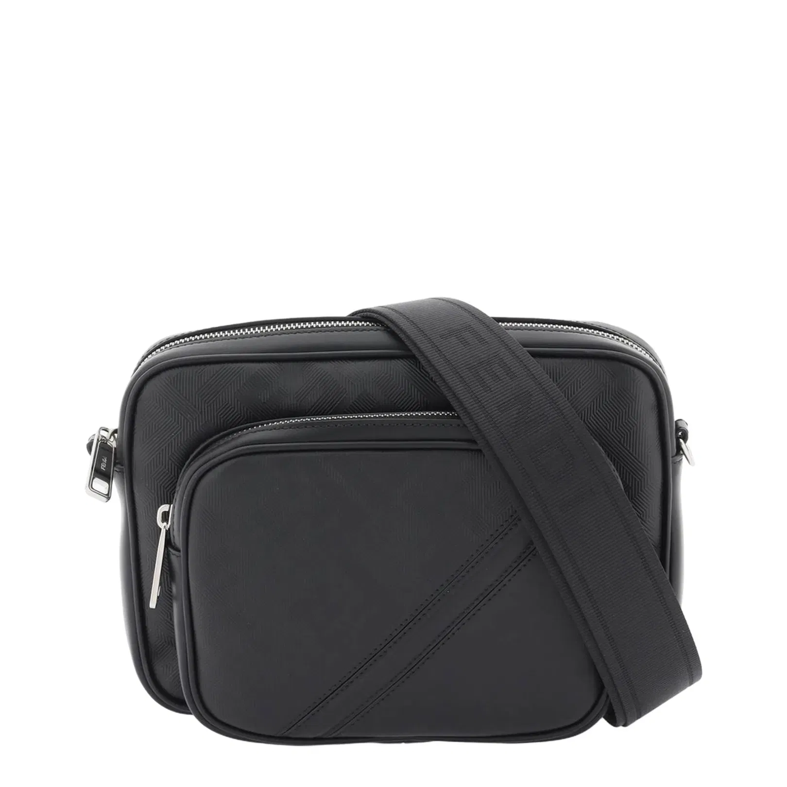 Diagonal Camera Case Duo Black Calfskin Leather Bag