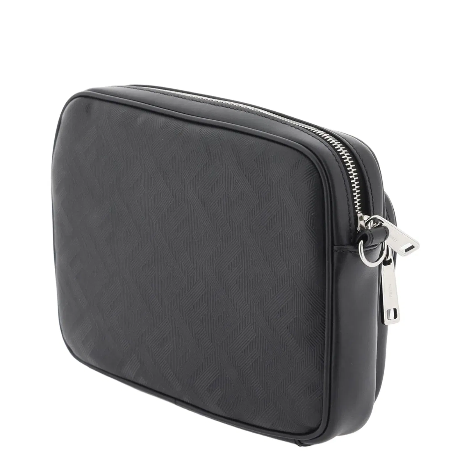Diagonal Camera Case Duo Black Calfskin Leather Bag