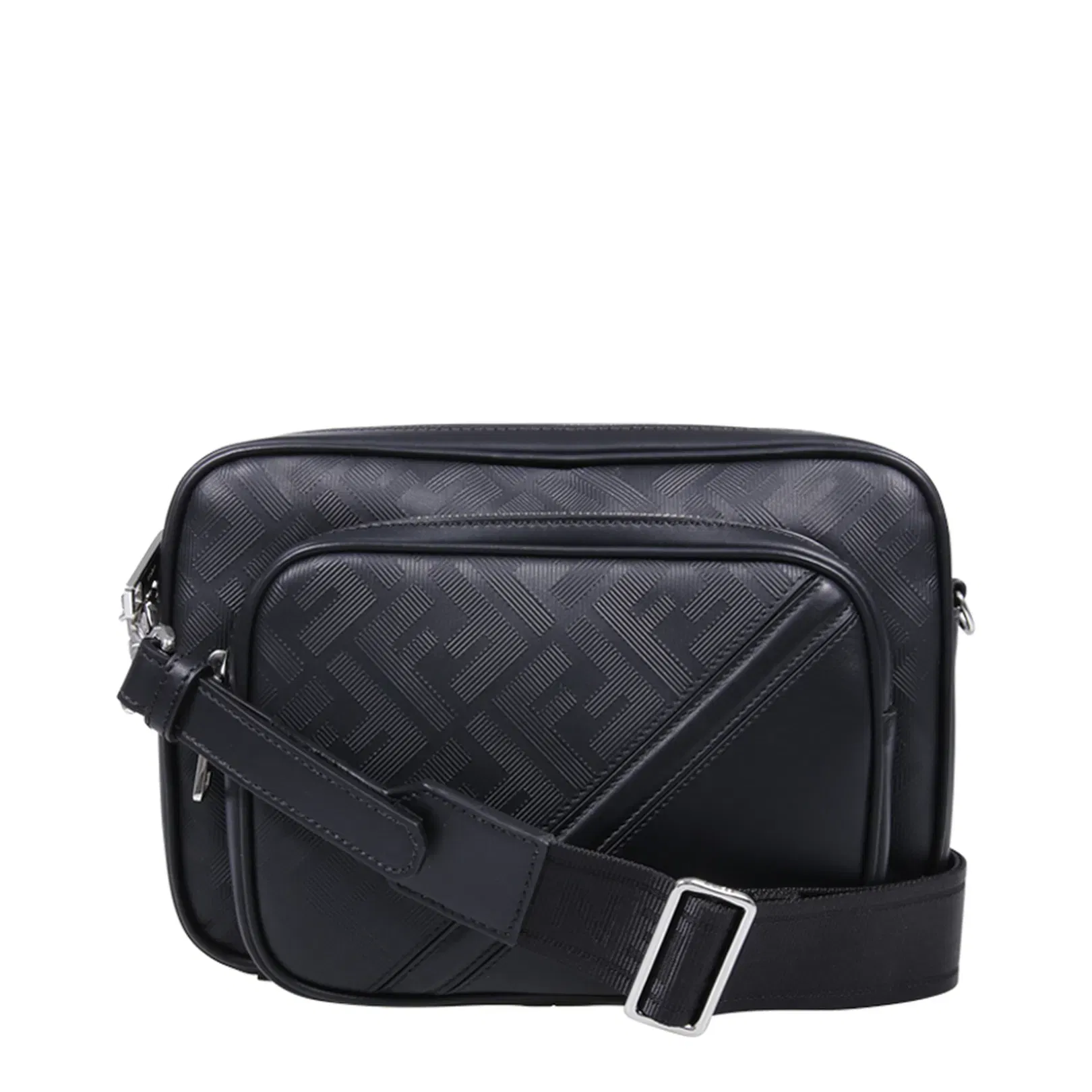 Diagonal Camera Case Duo Black Calfskin Leather Bag