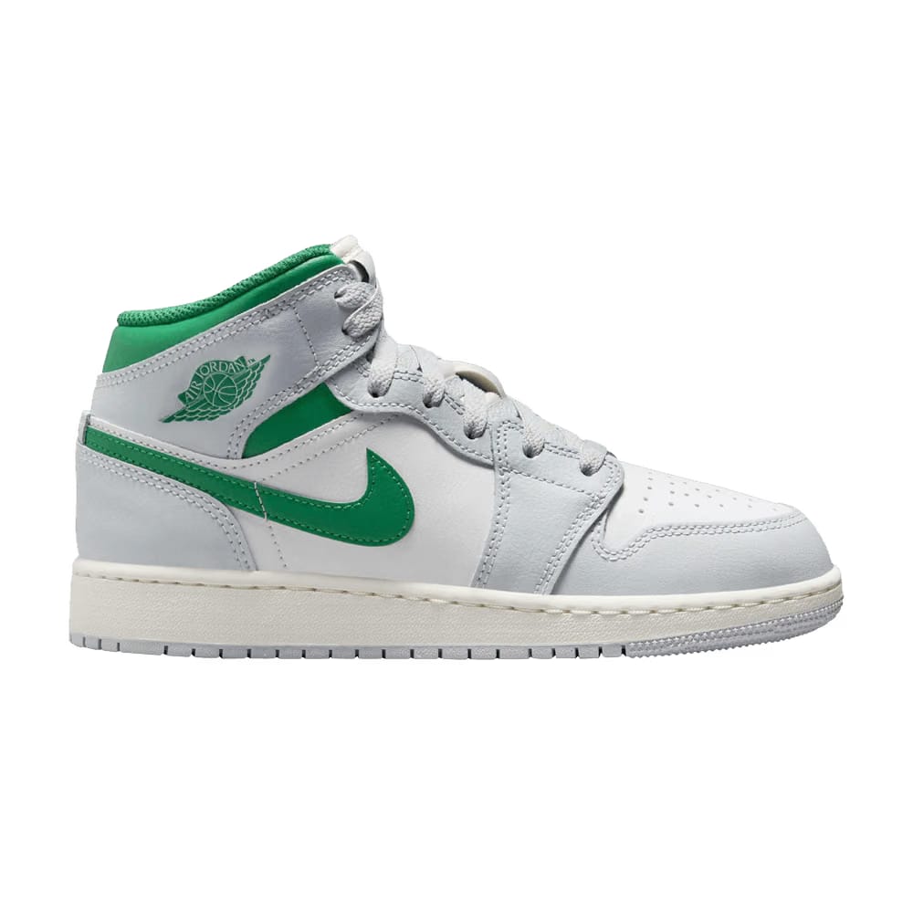 Jordan 1 Mid White Pure Platinum Pine Green (GS)