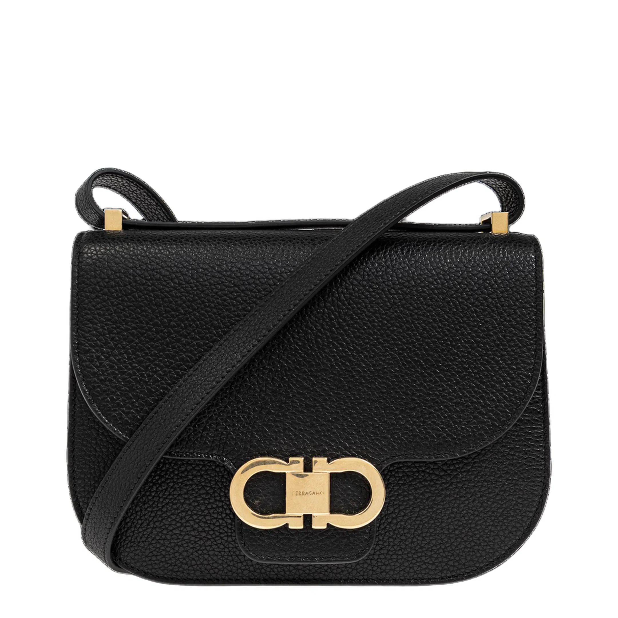 Double Gancini Shoulder Bag in Black