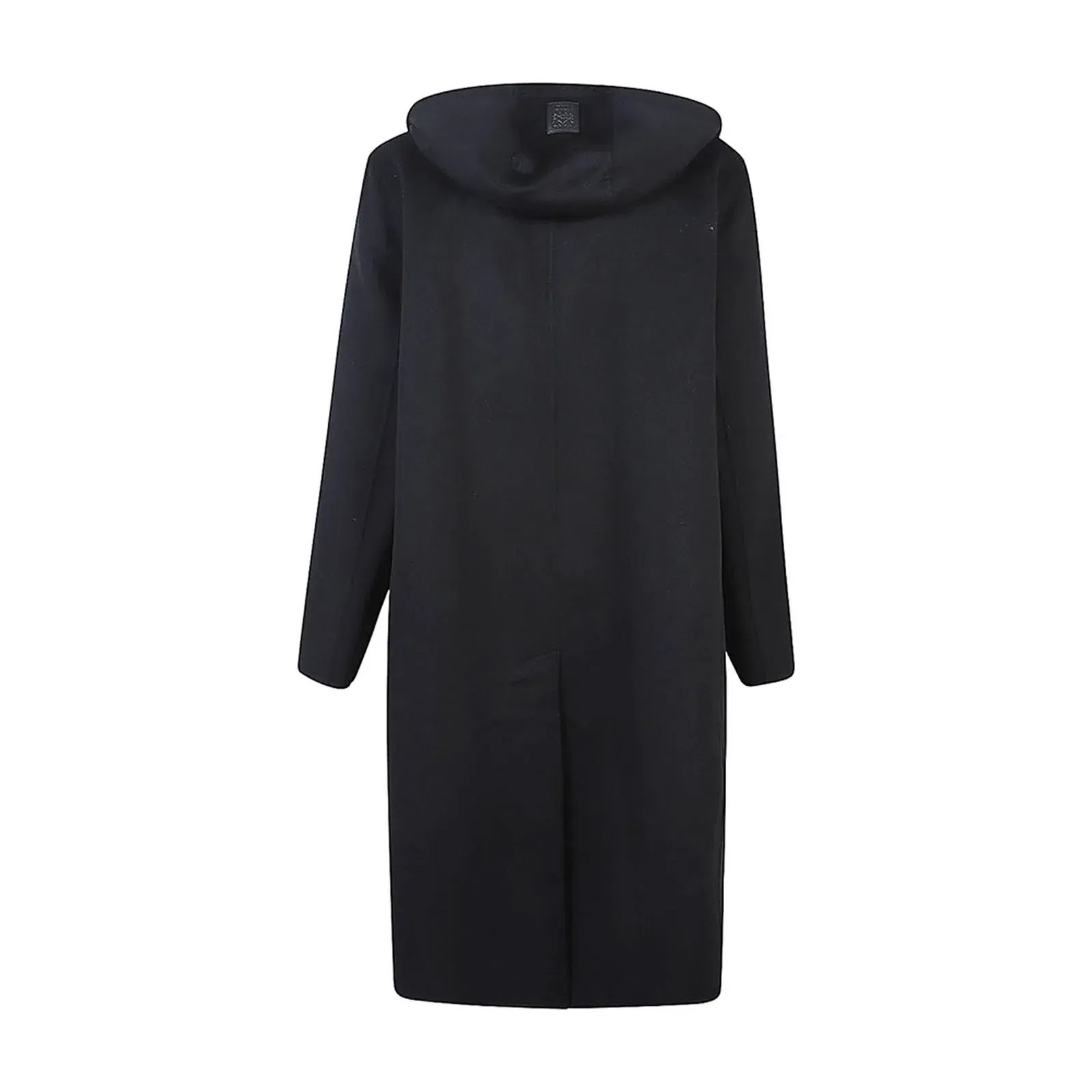 Black Wool And Cashmere Blend Hooded Coat