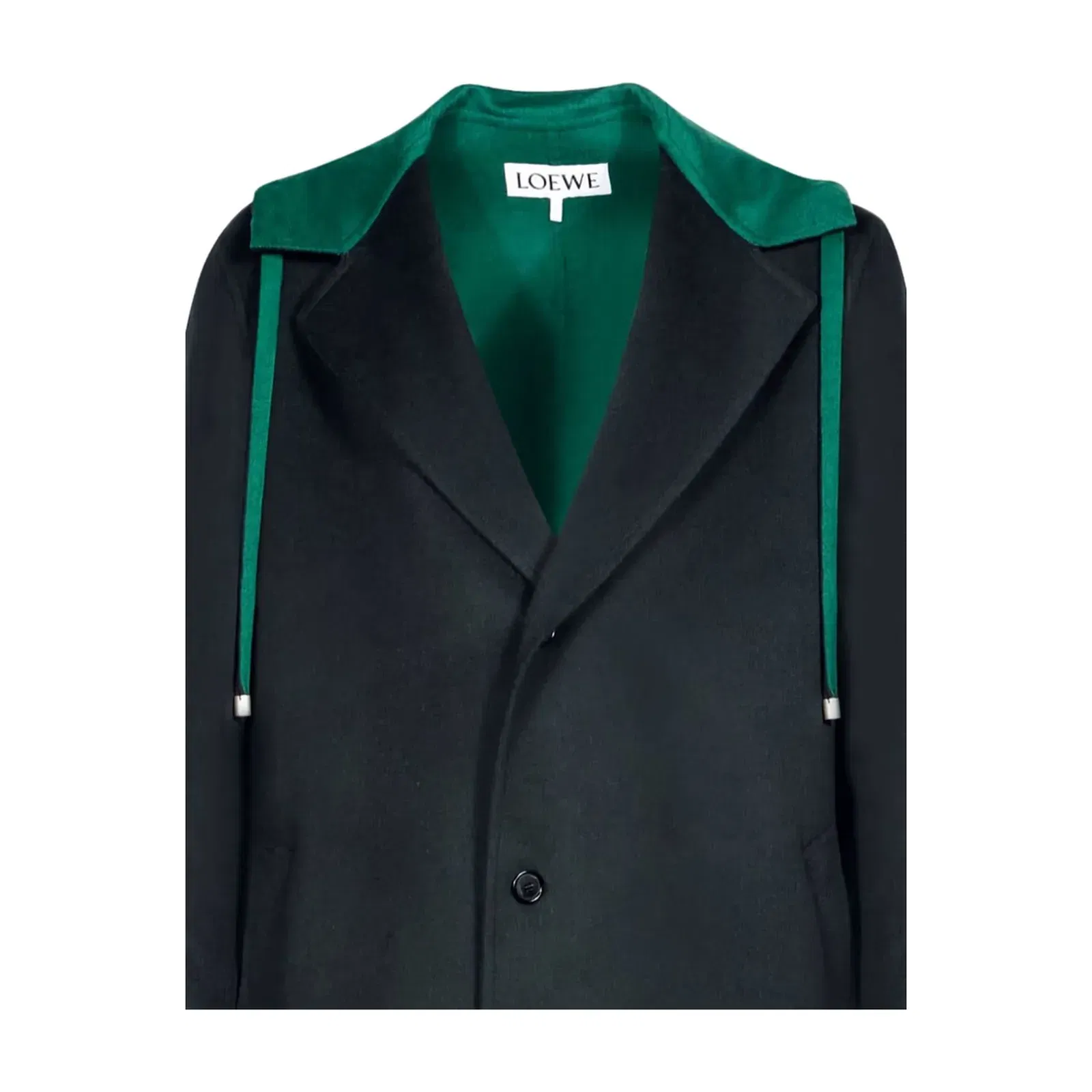 Black Wool And Cashmere Blend Hooded Coat