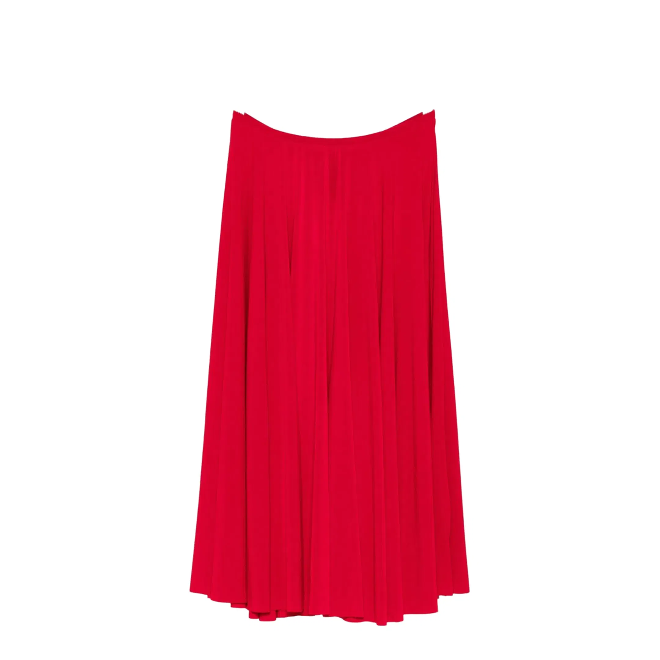 Red Flared Midi Skirt