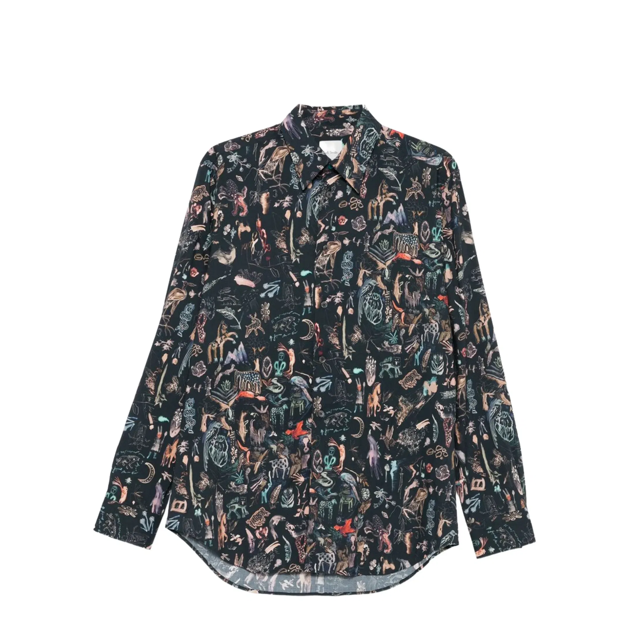 Blue Shirt Long-Sleeve Animal Print
