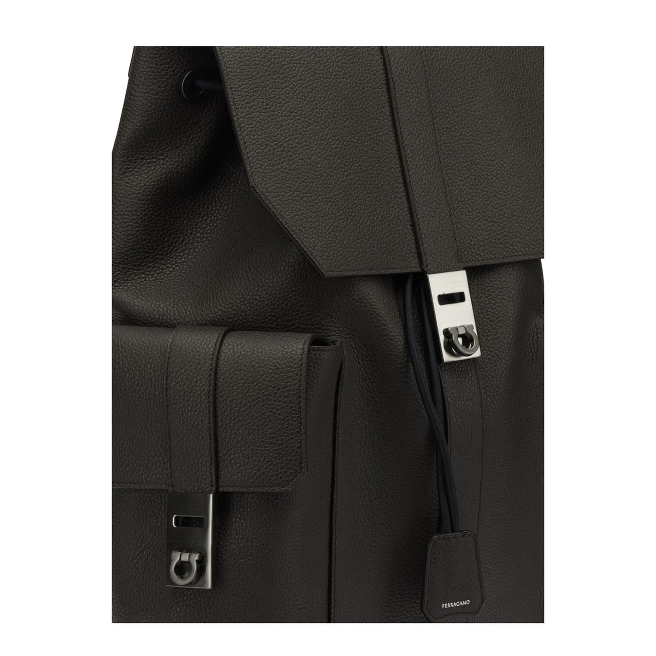 Double Pocket Leather Backpack