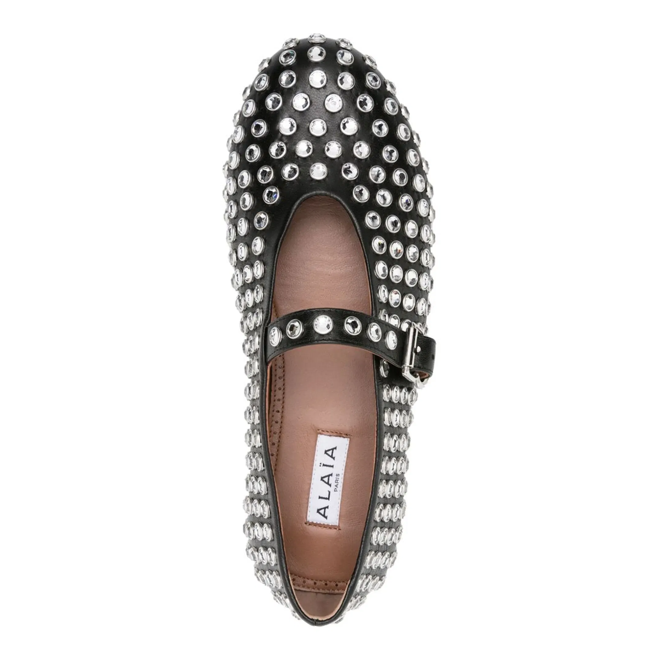 Noir Strass Lambskin Ballet Flats
