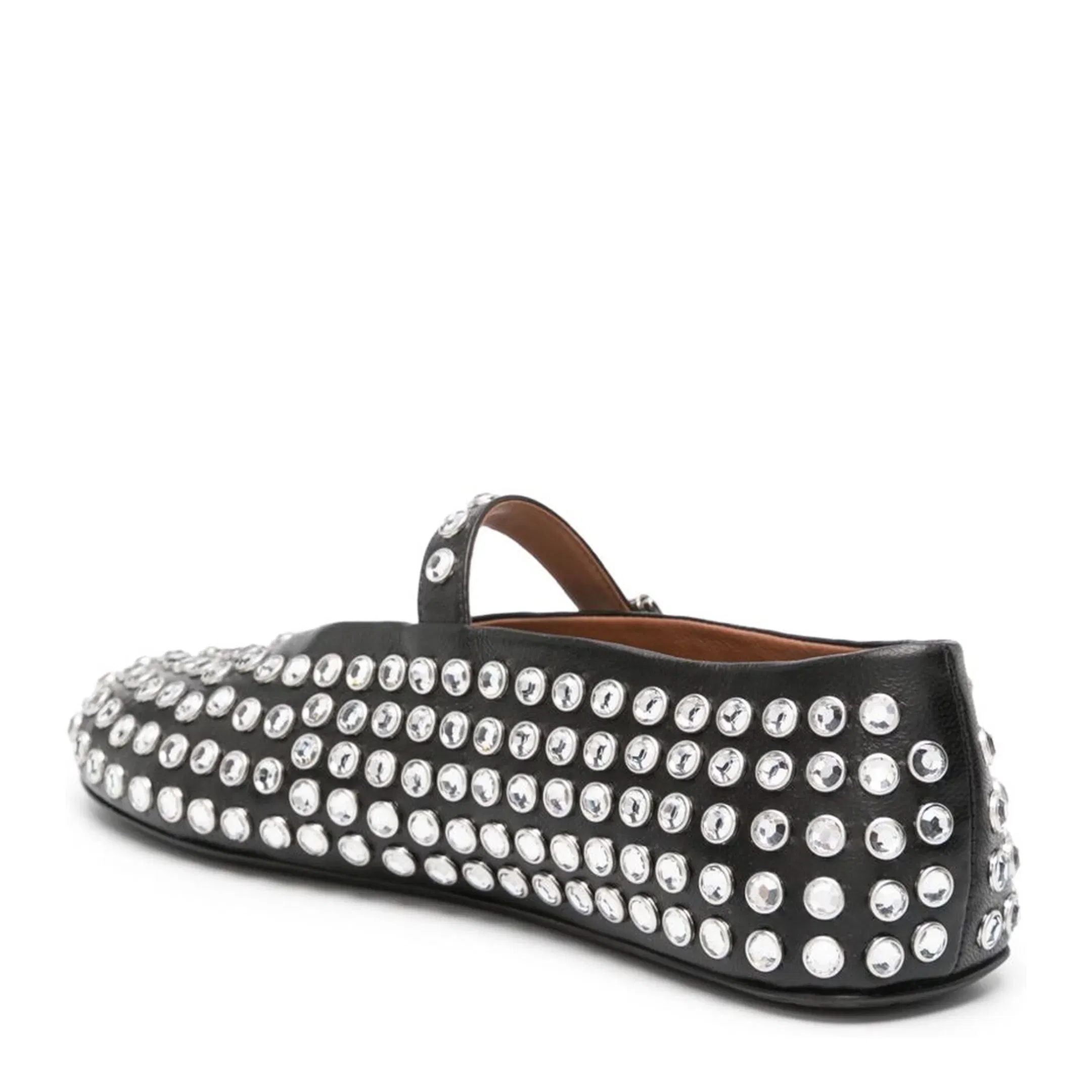 Noir Strass Lambskin Ballet Flats