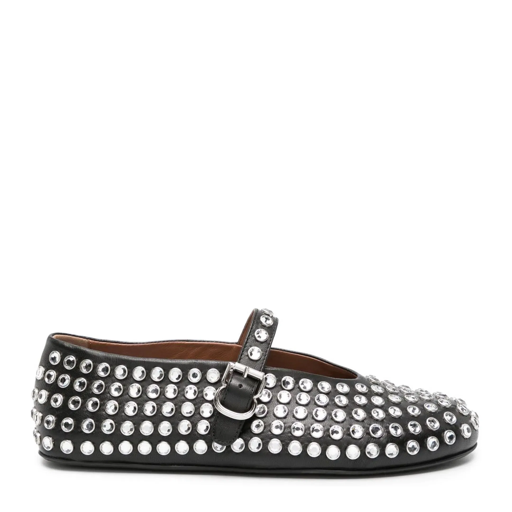 Noir Strass Lambskin Ballet Flats