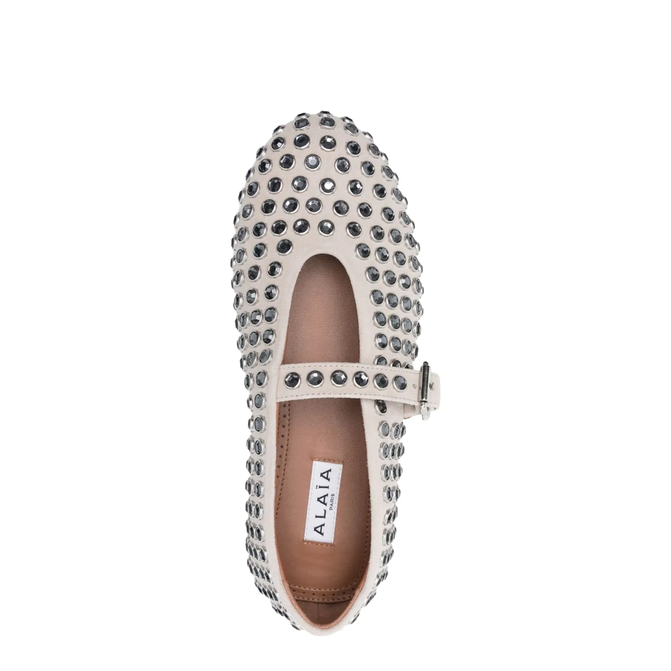 Blanc Strass Suede Ballet Flats