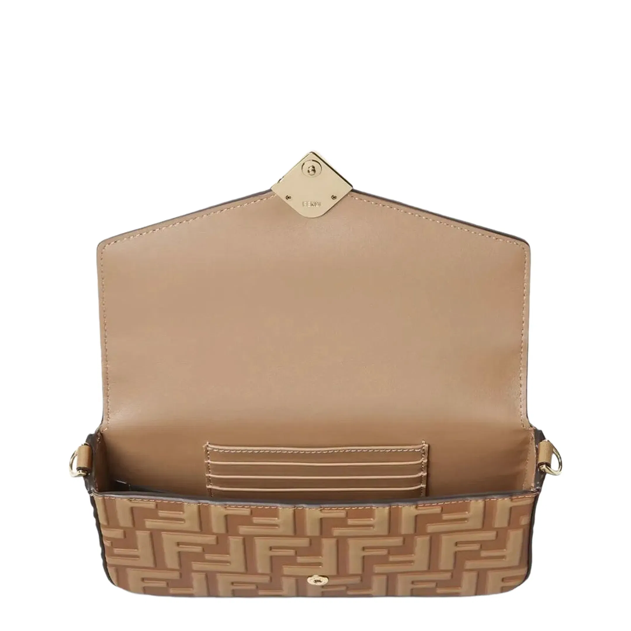 FF Diamonds Wallet On Chain Leather Brown