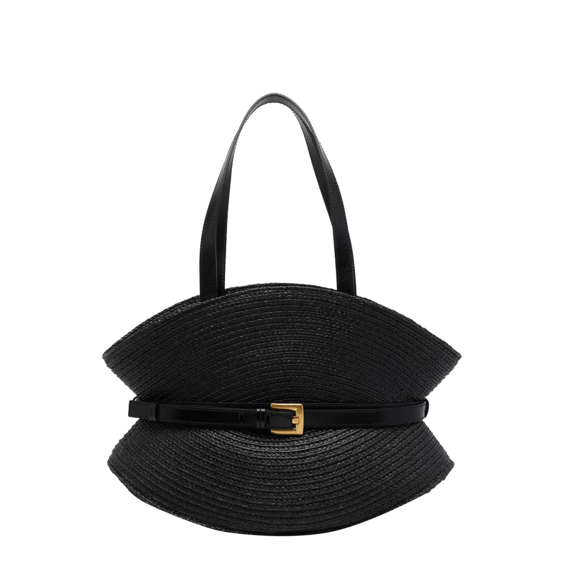 Shuffle Medium Raffia Shoulder Bag - Black