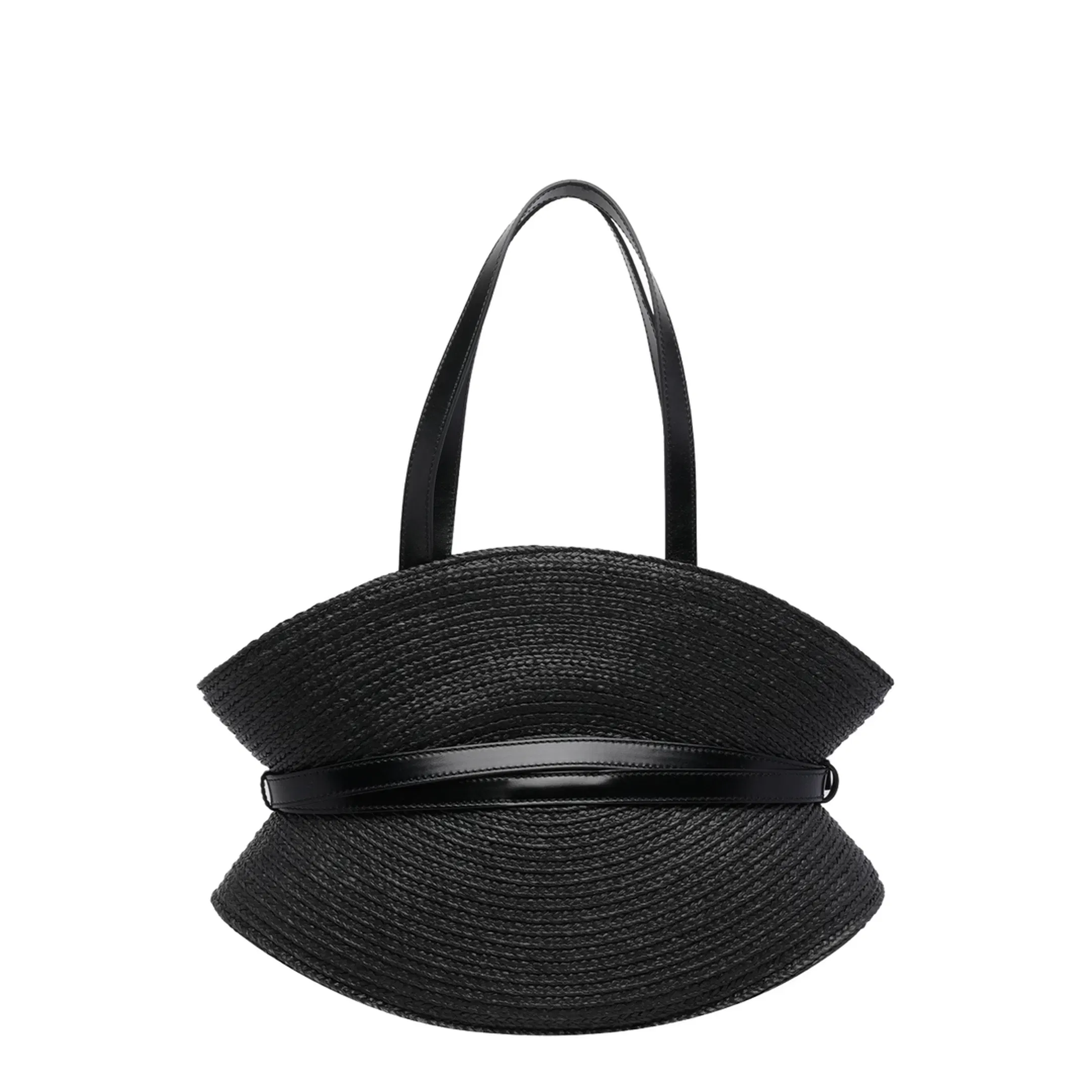 Shuffle Medium Raffia Shoulder Bag - Black