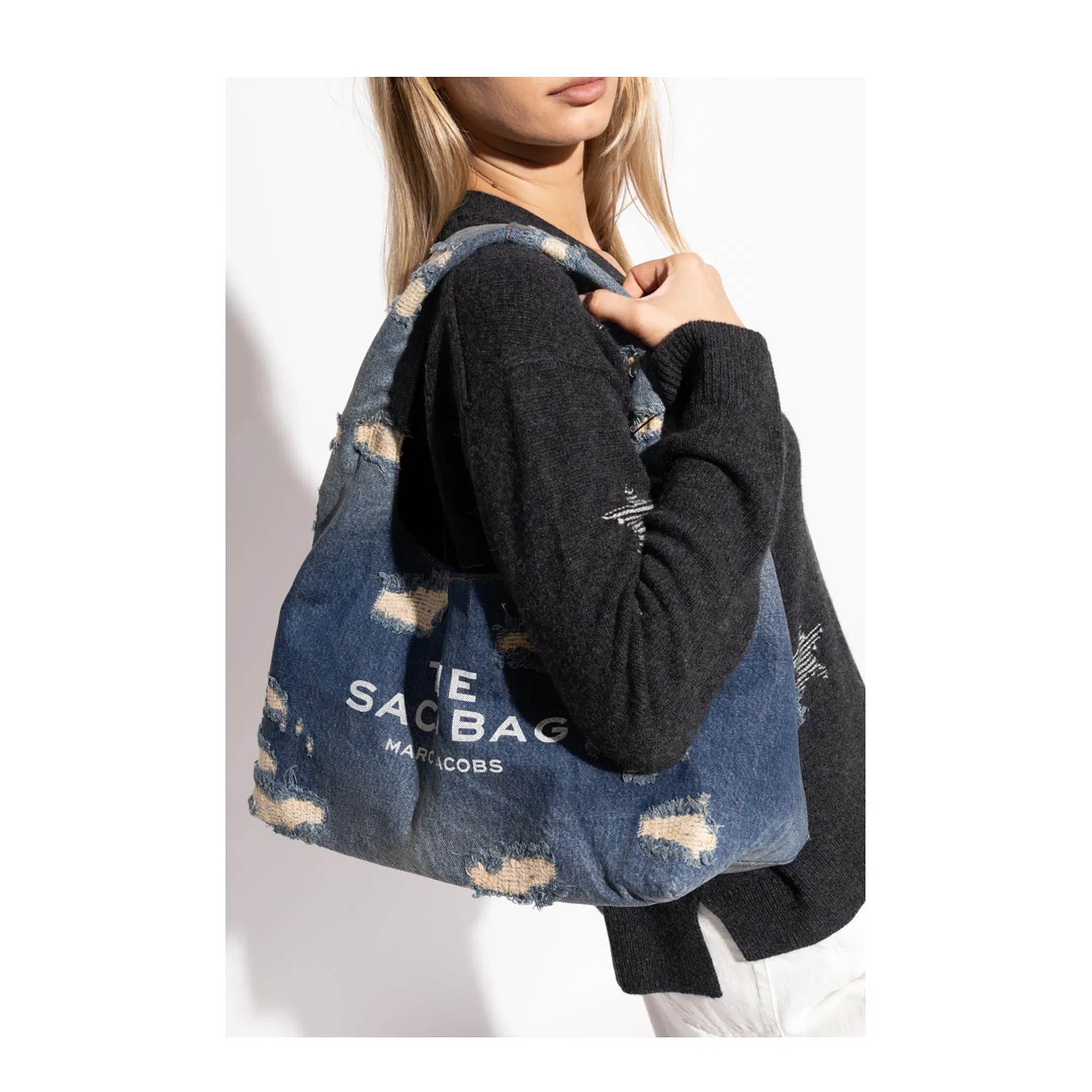 The Sack Denim Shoulder Bag - Blue