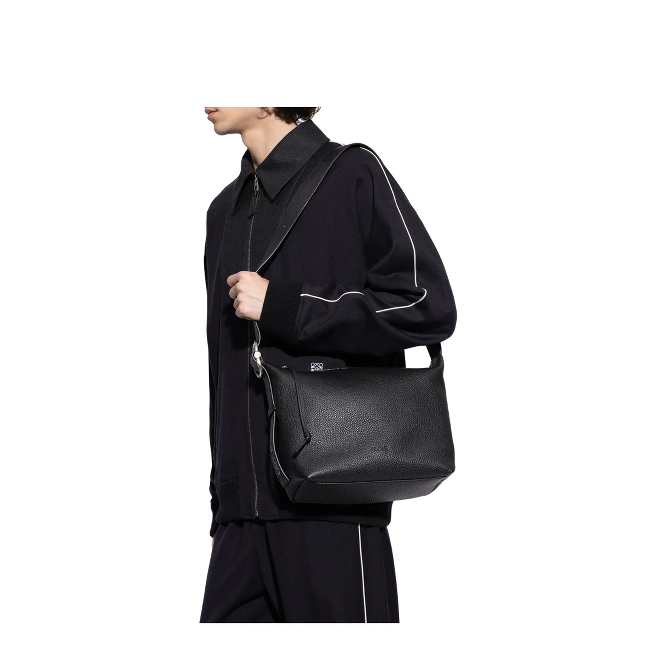 Loop Cubi Medium Calfskin Shoulder Bag - Black