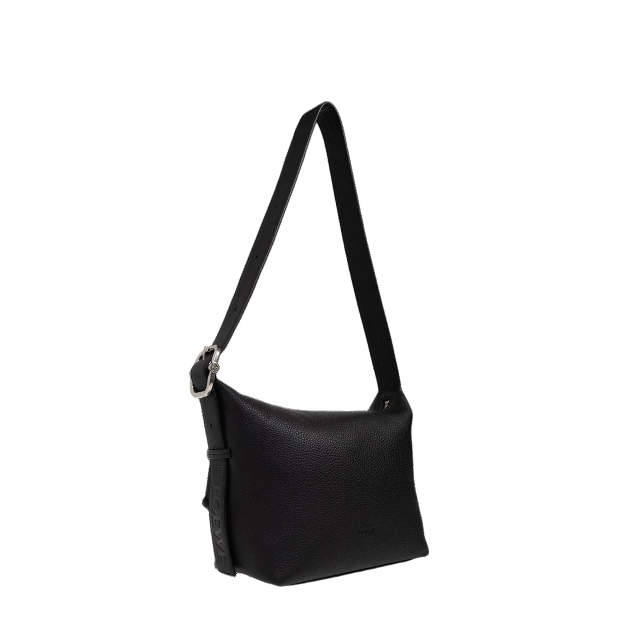 Loop Cubi Medium Calfskin Shoulder Bag - Black