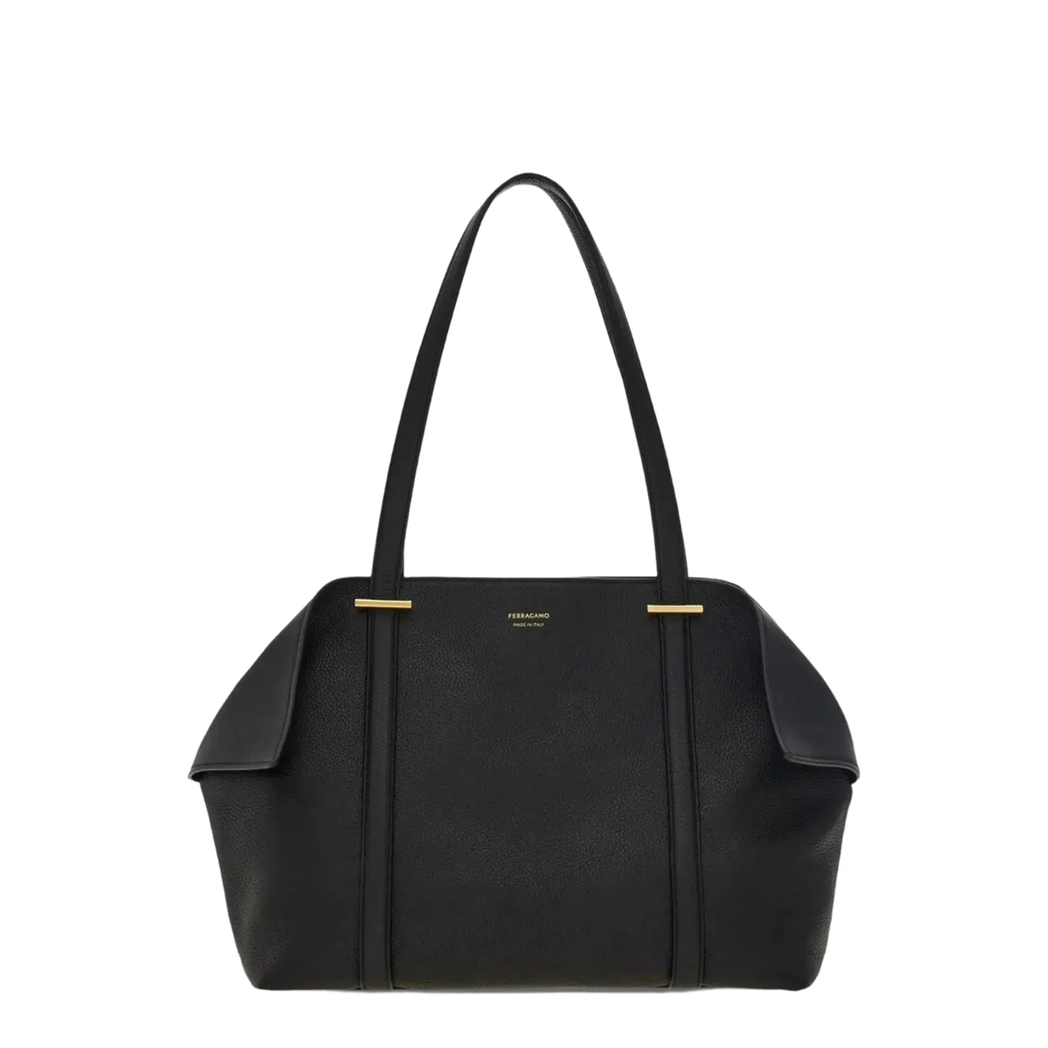 Folded Medium Calfskin Tote Bag - Black