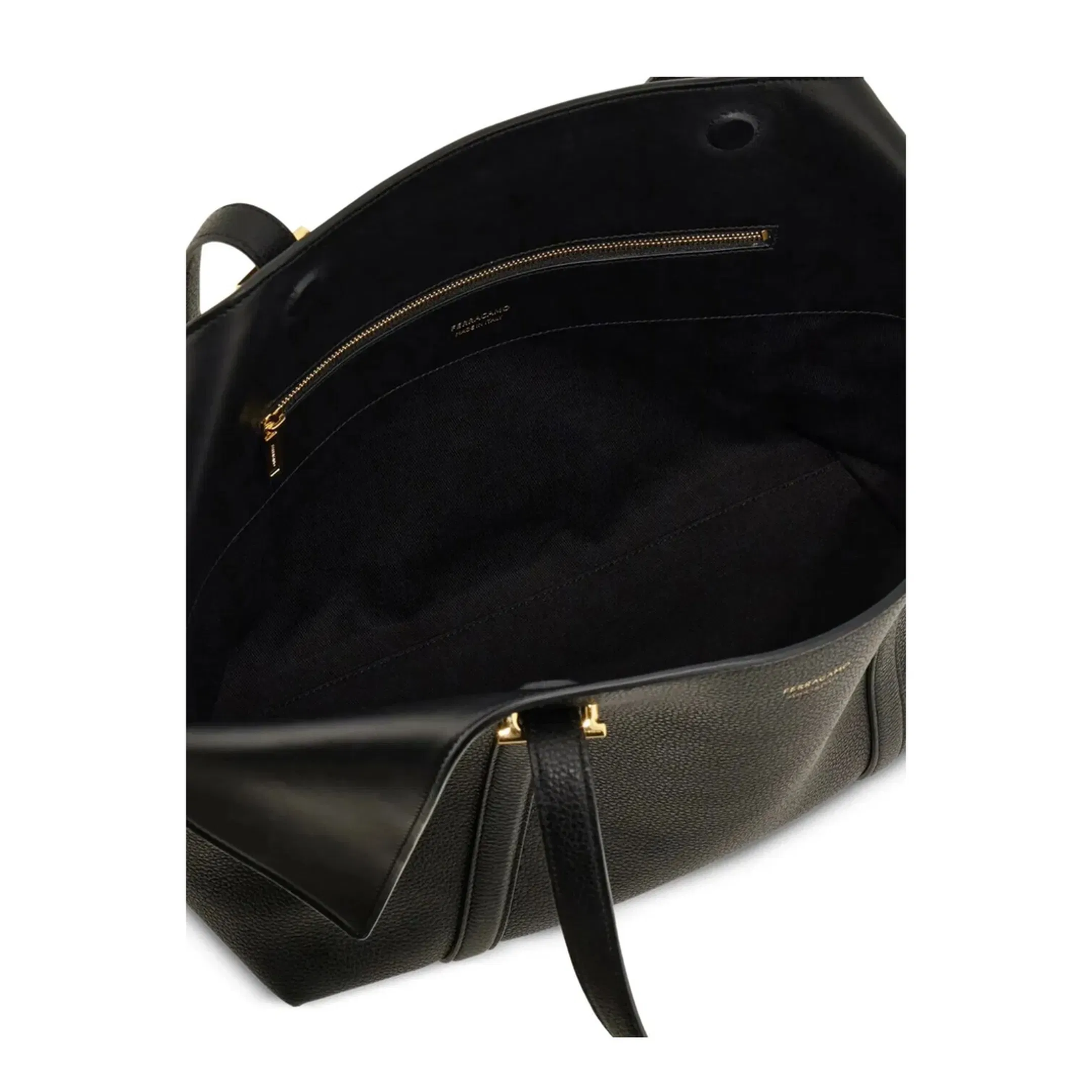 Folded Medium Calfskin Tote Bag - Black