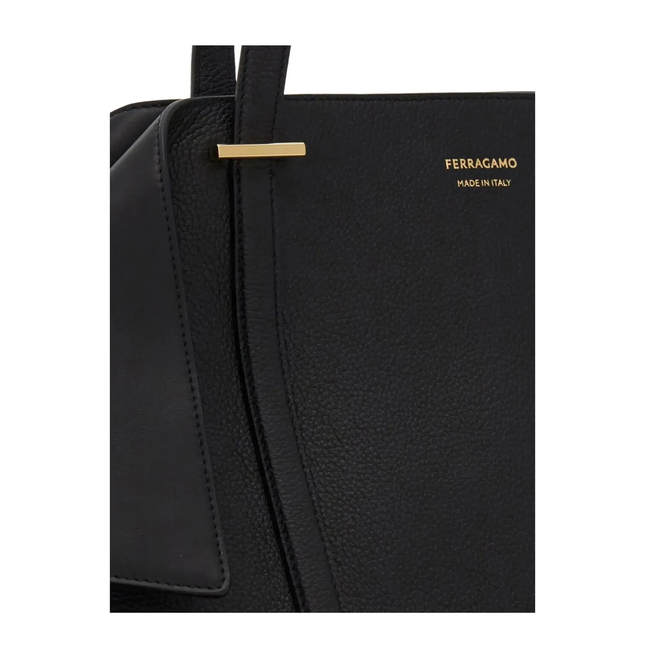 Folded Medium Calfskin Tote Bag - Black
