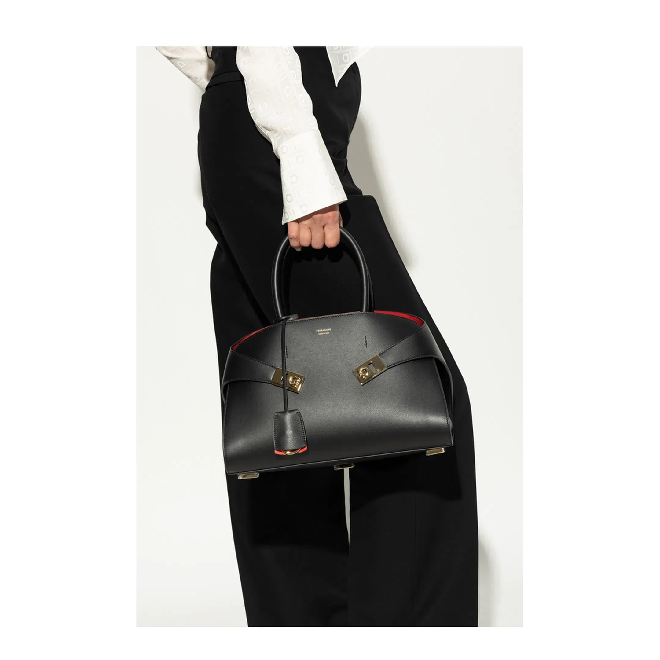 Hug Small Calfskin Handbag - Black