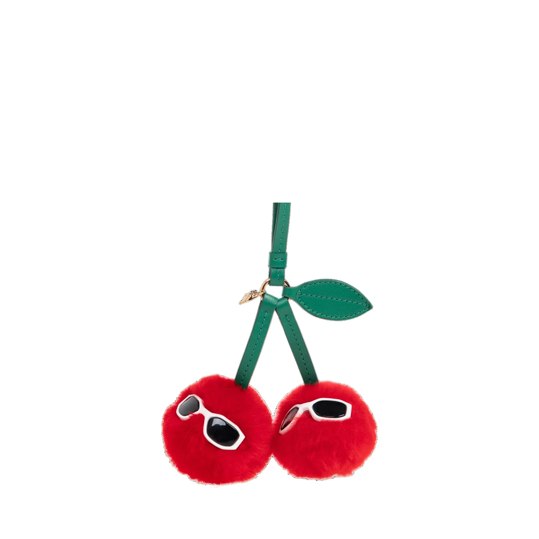 Cherries Fluffy Bag Charm Red