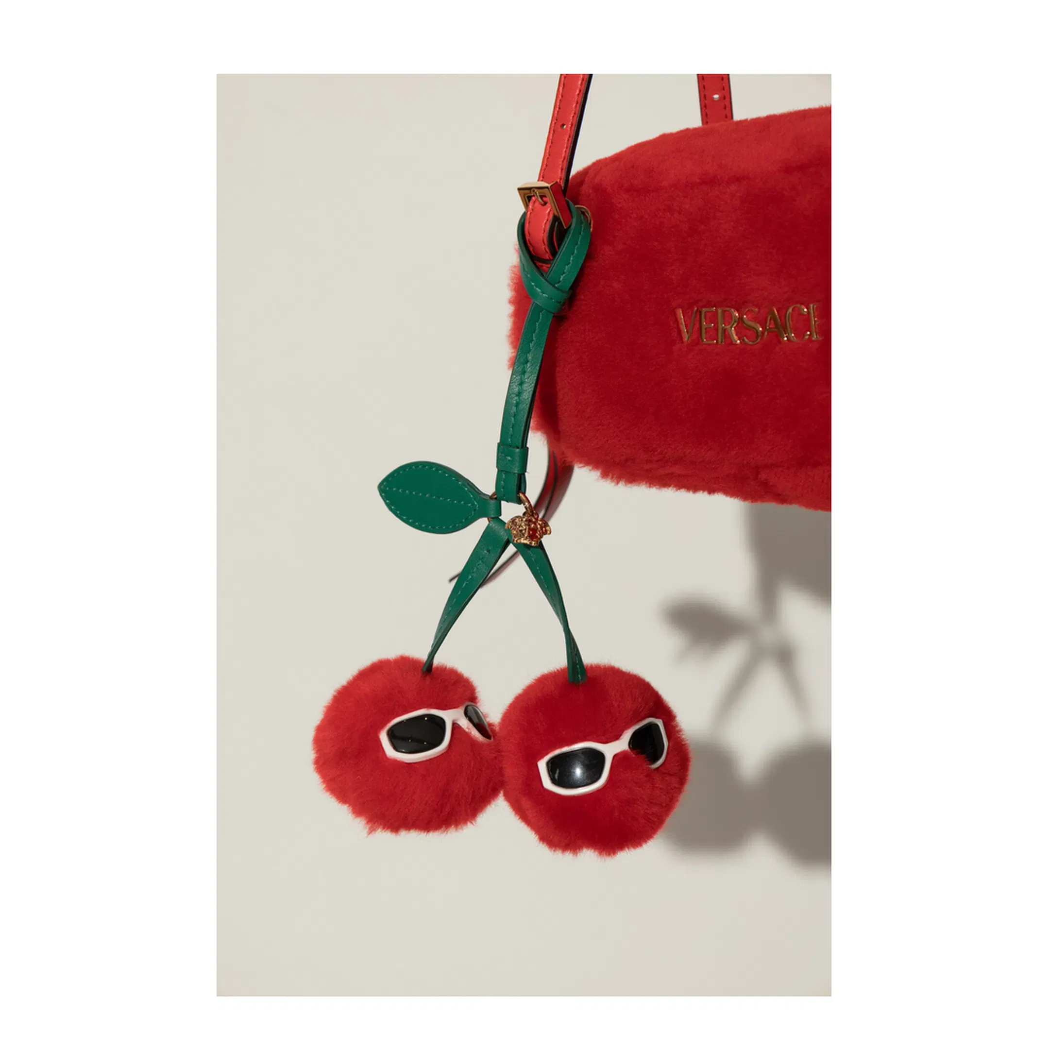 Cherries Fluffy Bag Charm Red