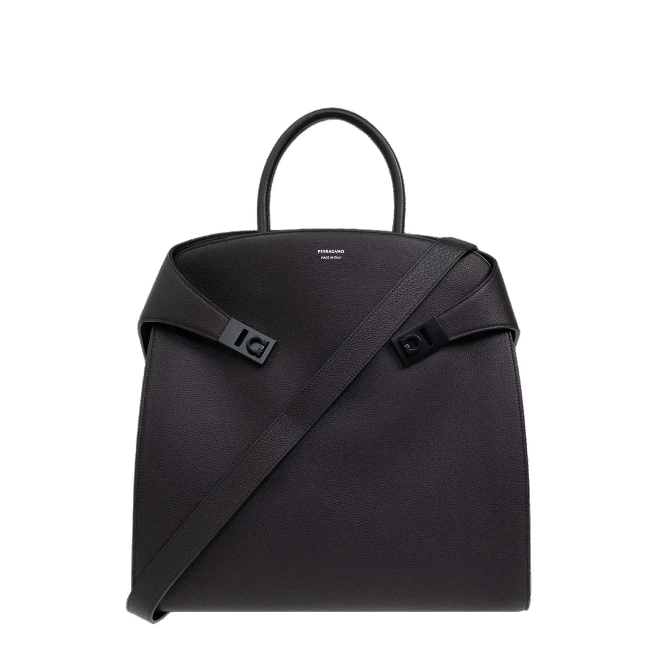Hug Leather Tote Bag - Black