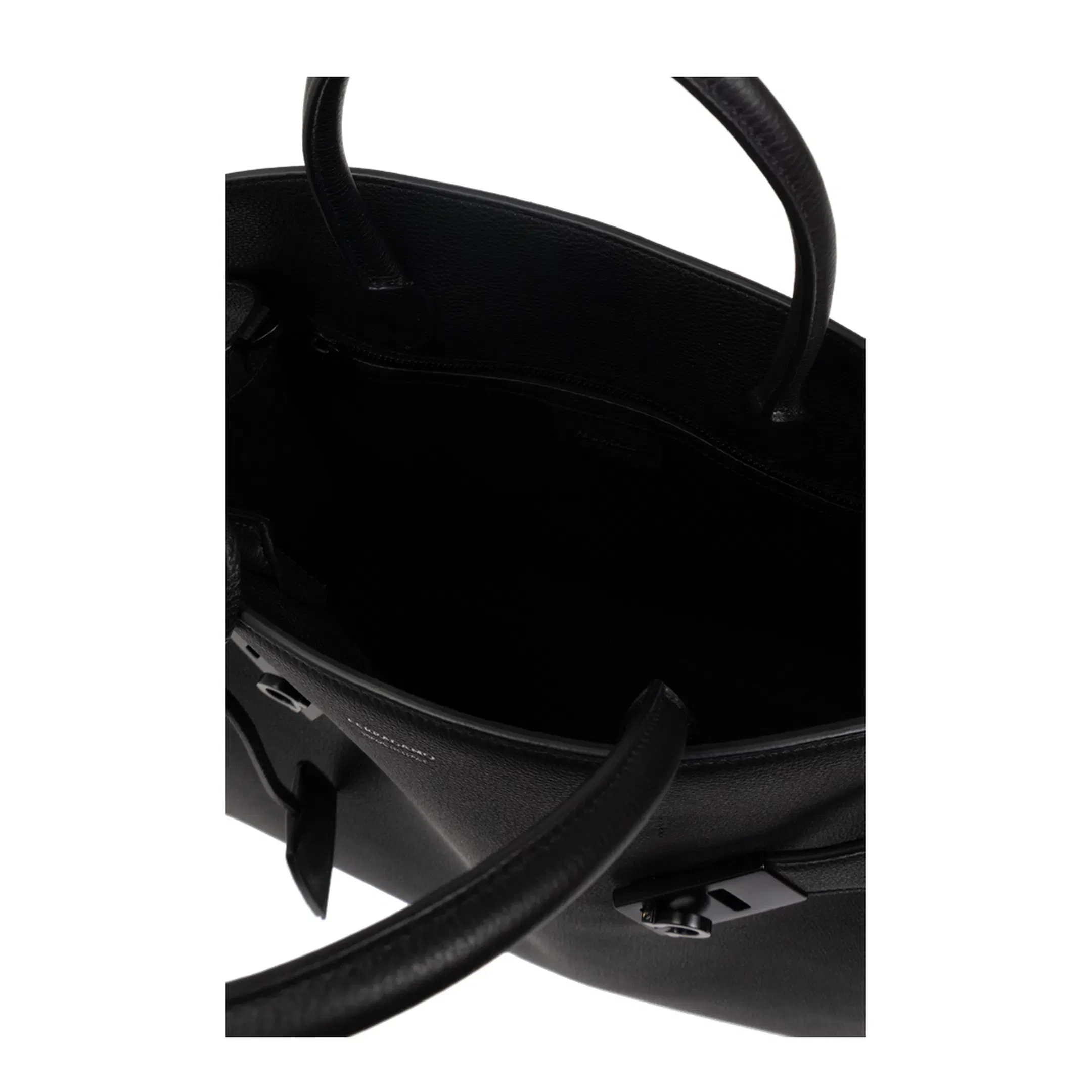 Hug Leather Tote Bag - Black