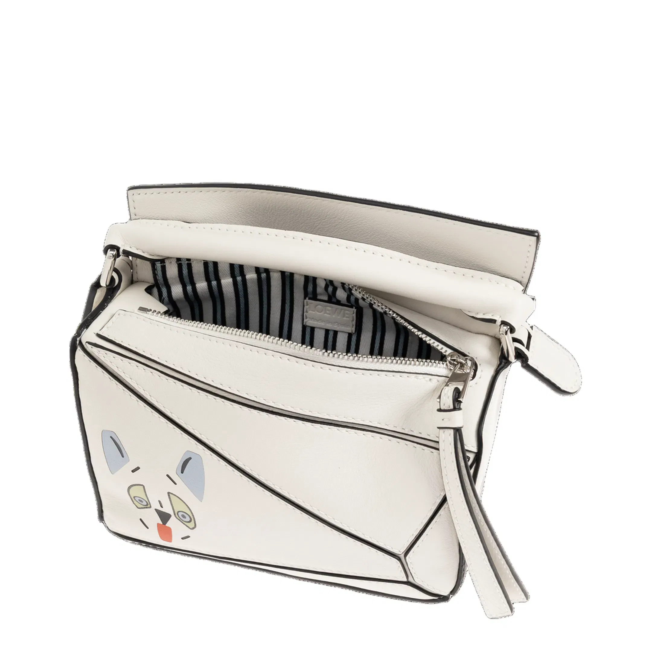 Futurist Cat Puzzle Mini Crossbody Bag - White