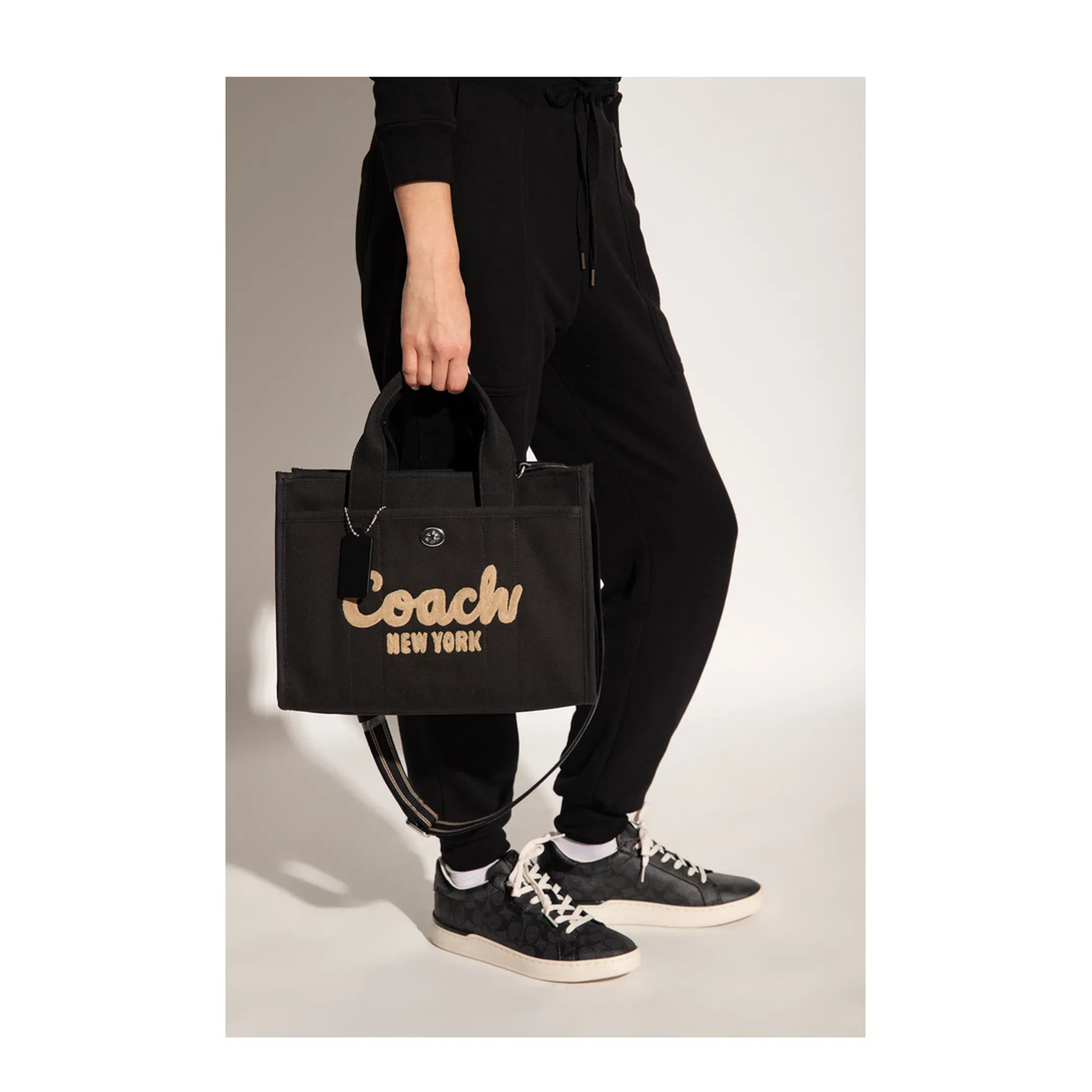Logo Canvas Cargo Tote Bag - Black