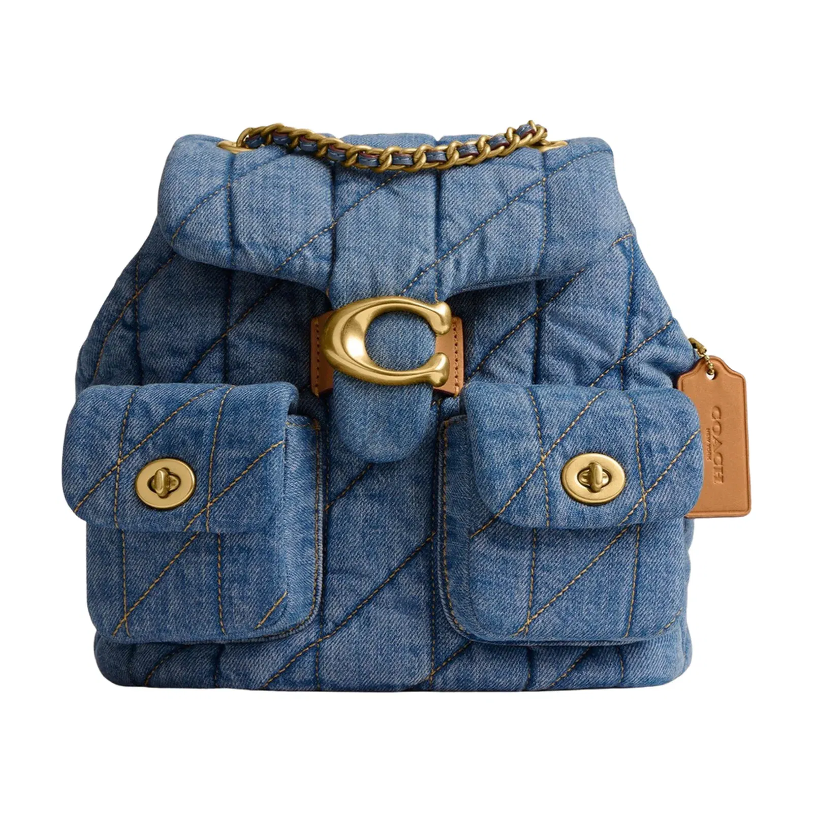 Tabby Quilted Denim Backpack - Blue