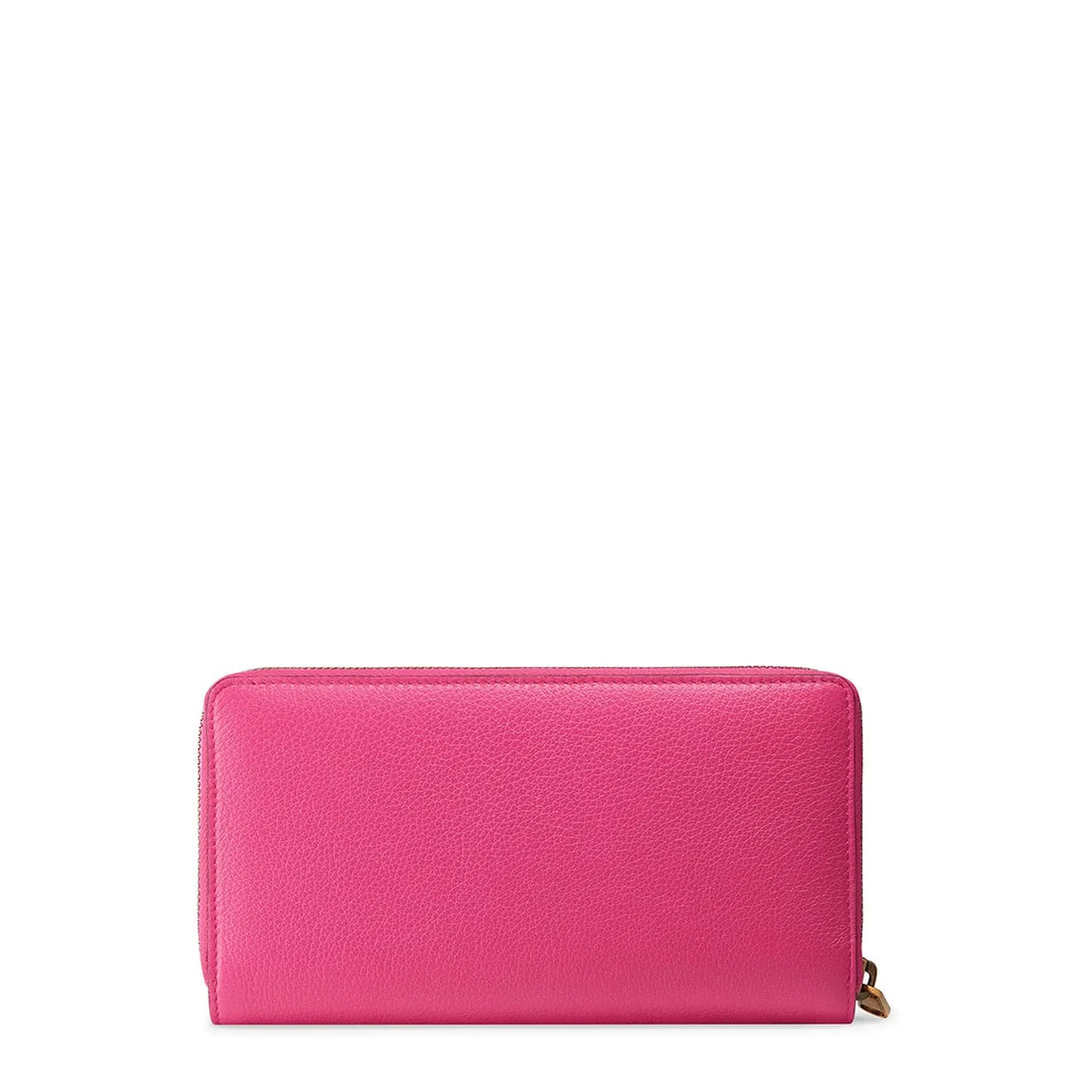 Pebbled Leather Logo Print Zip Wallet Pink