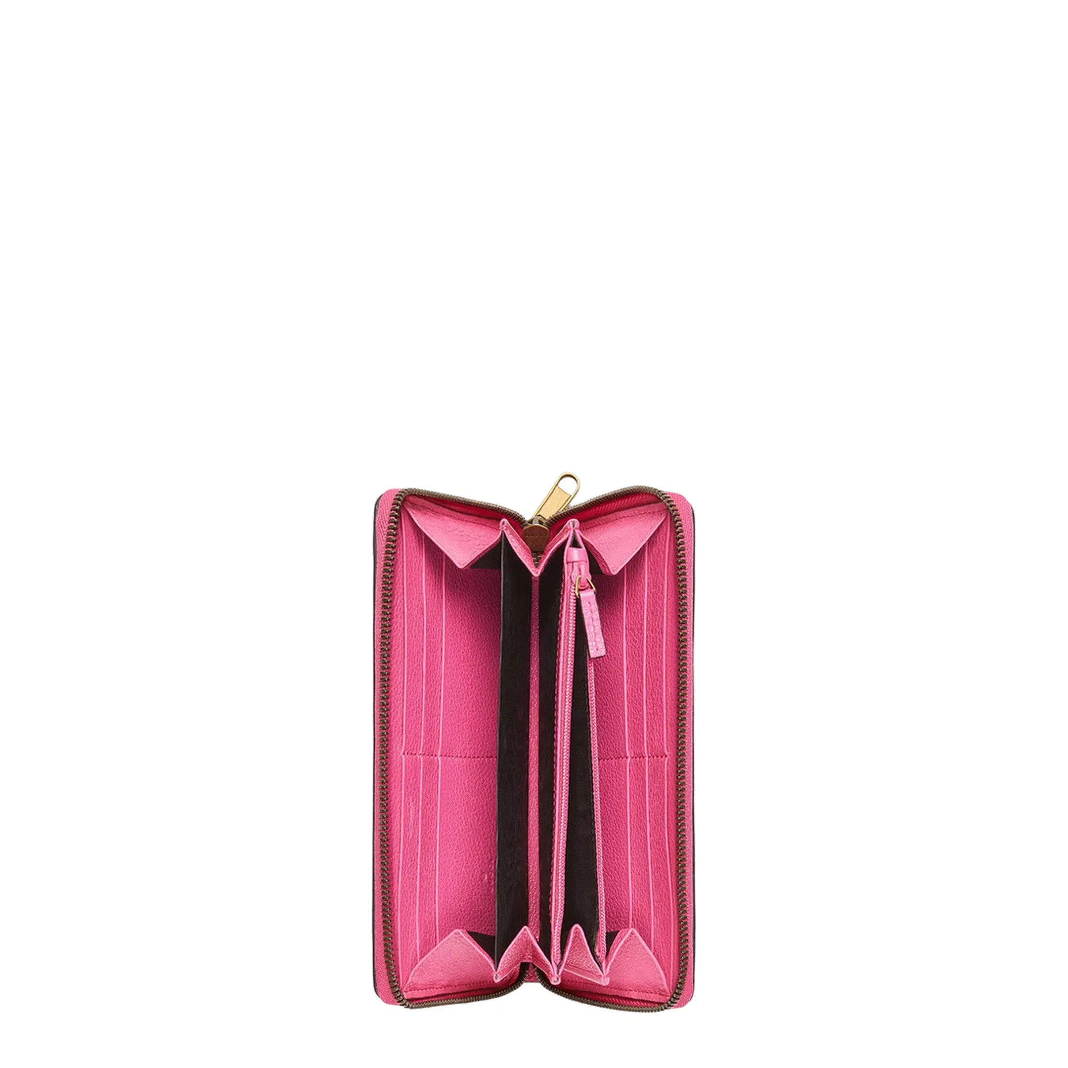 Pebbled Leather Logo Print Zip Wallet Pink