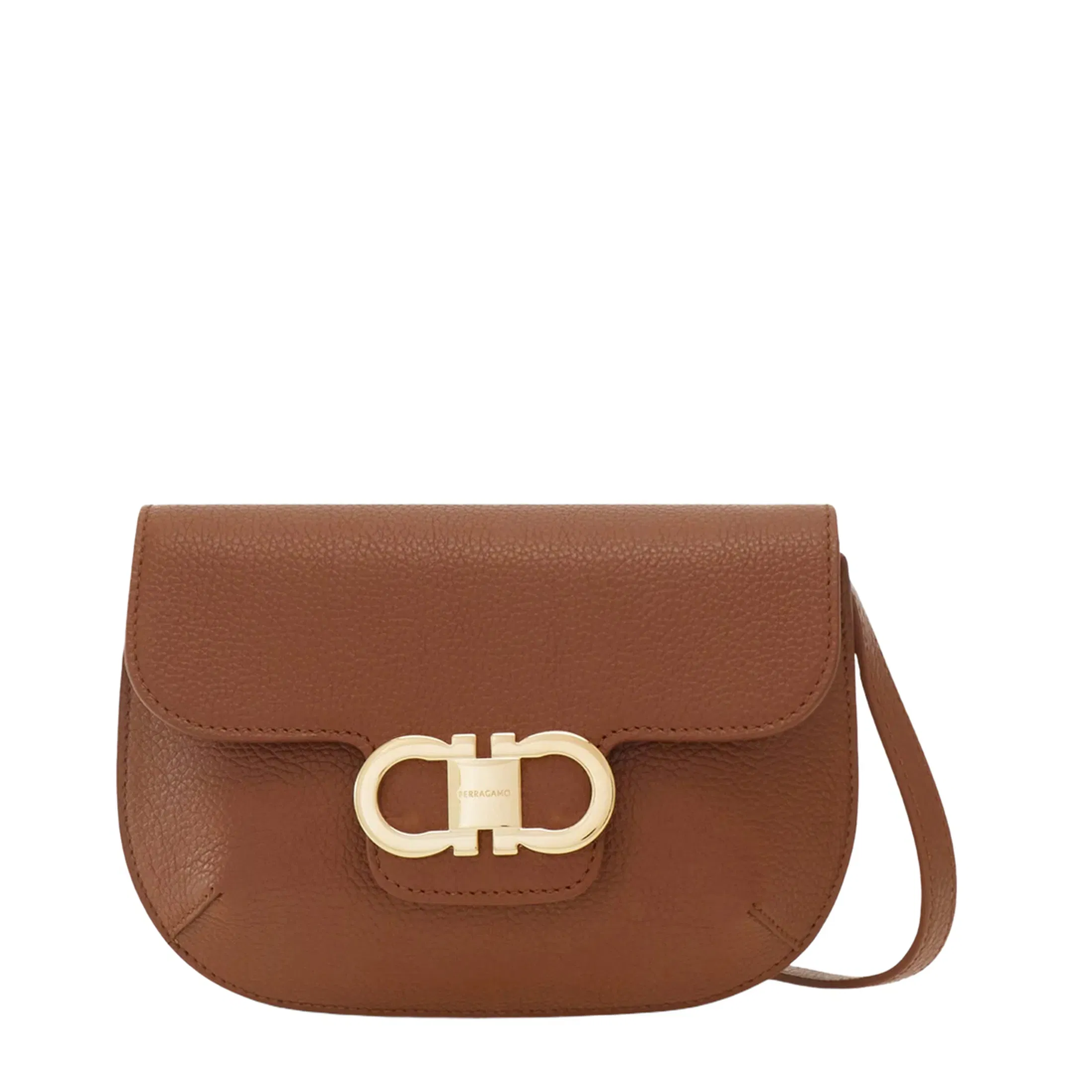 Double Gancini Mini Shoulder Bag - Brown