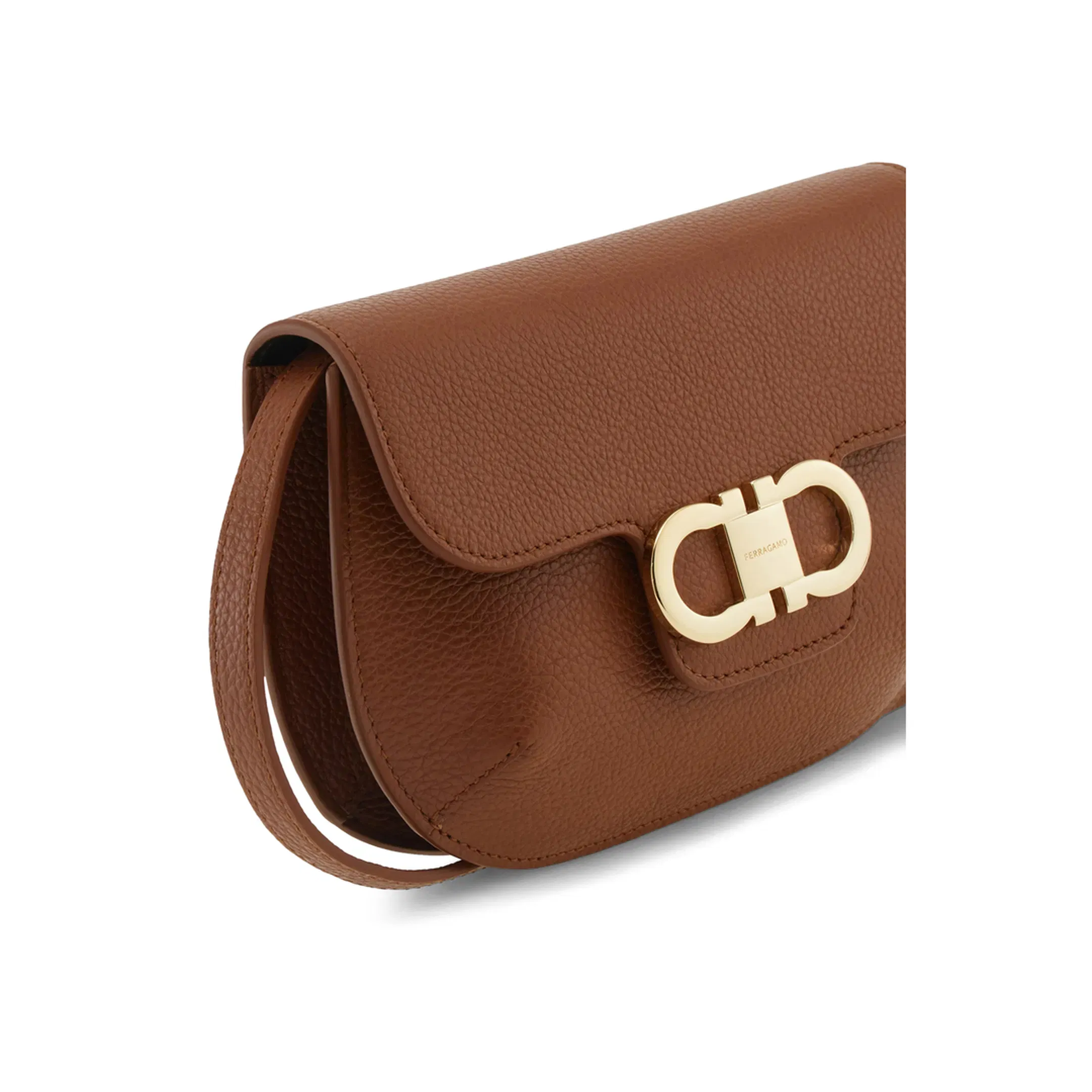 Double Gancini Mini Shoulder Bag - Brown
