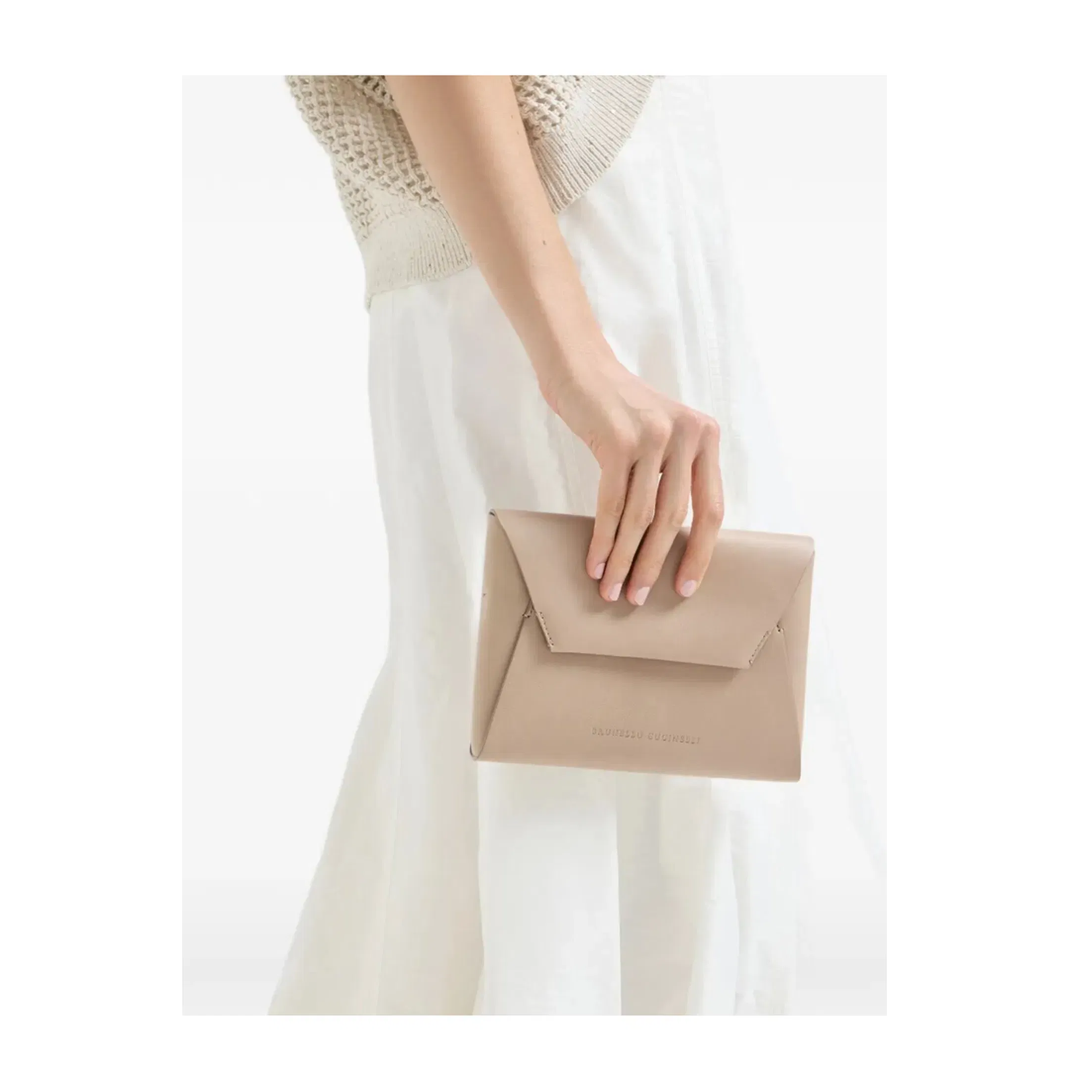 Calfskin Duo Pochette Clutch Bag - Buff
