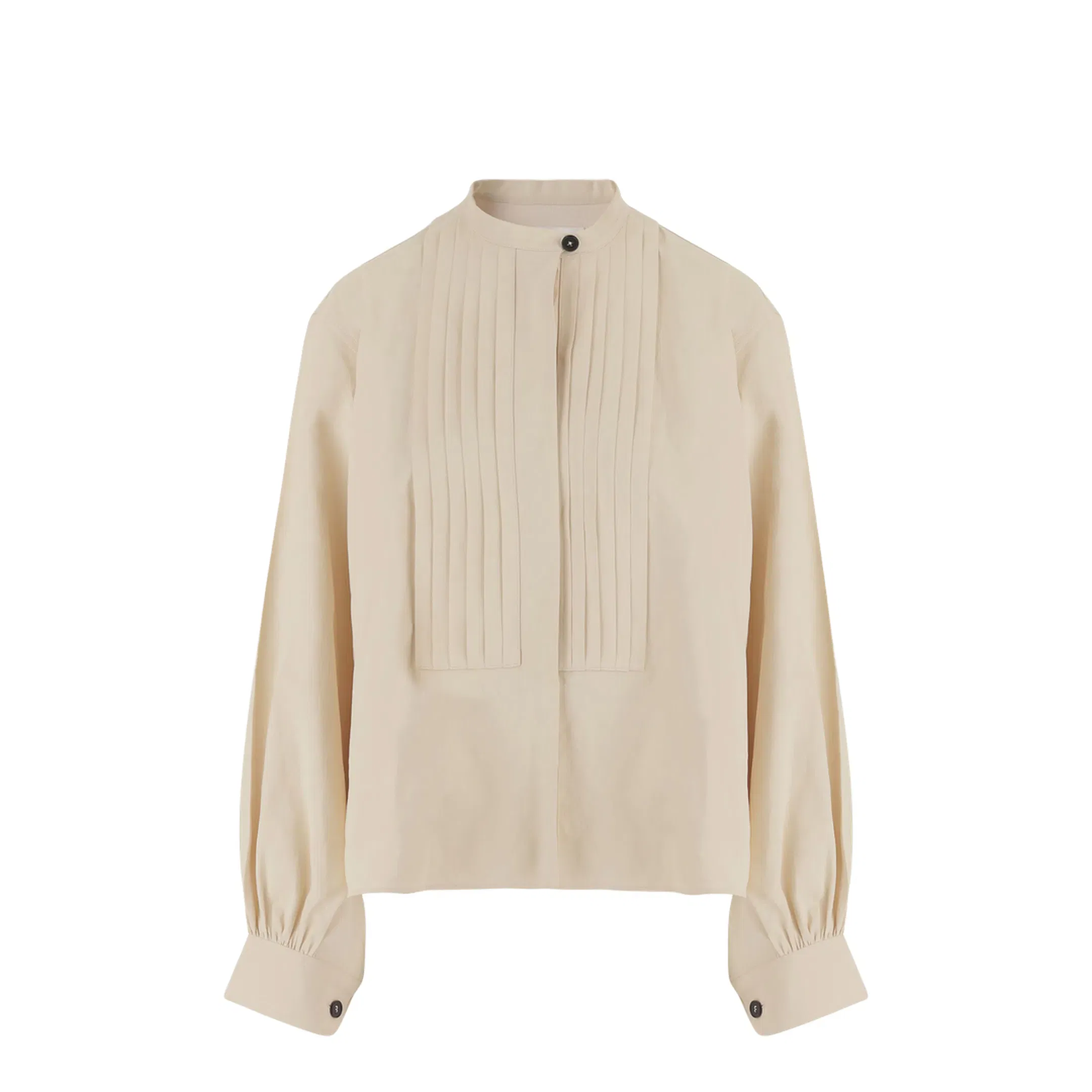 Pleated Linen Shirt Cream