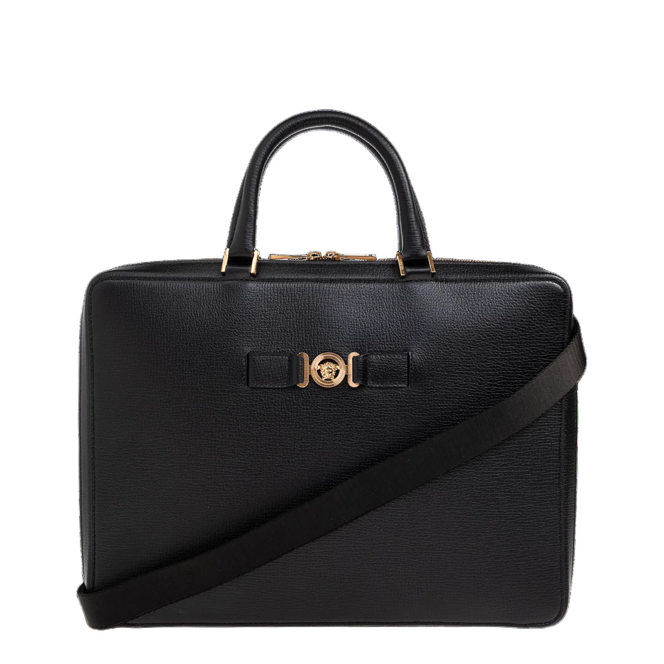 Medusa Head Leather Handbag - Black
