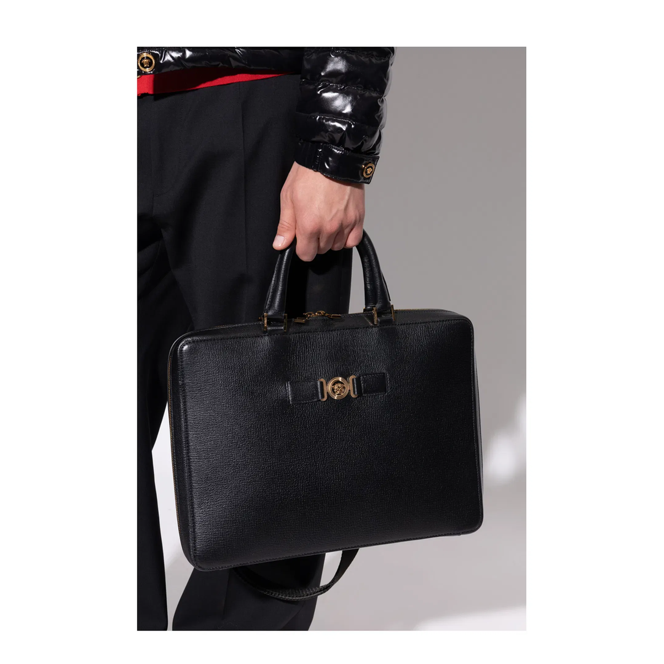 Medusa Head Leather Handbag - Black