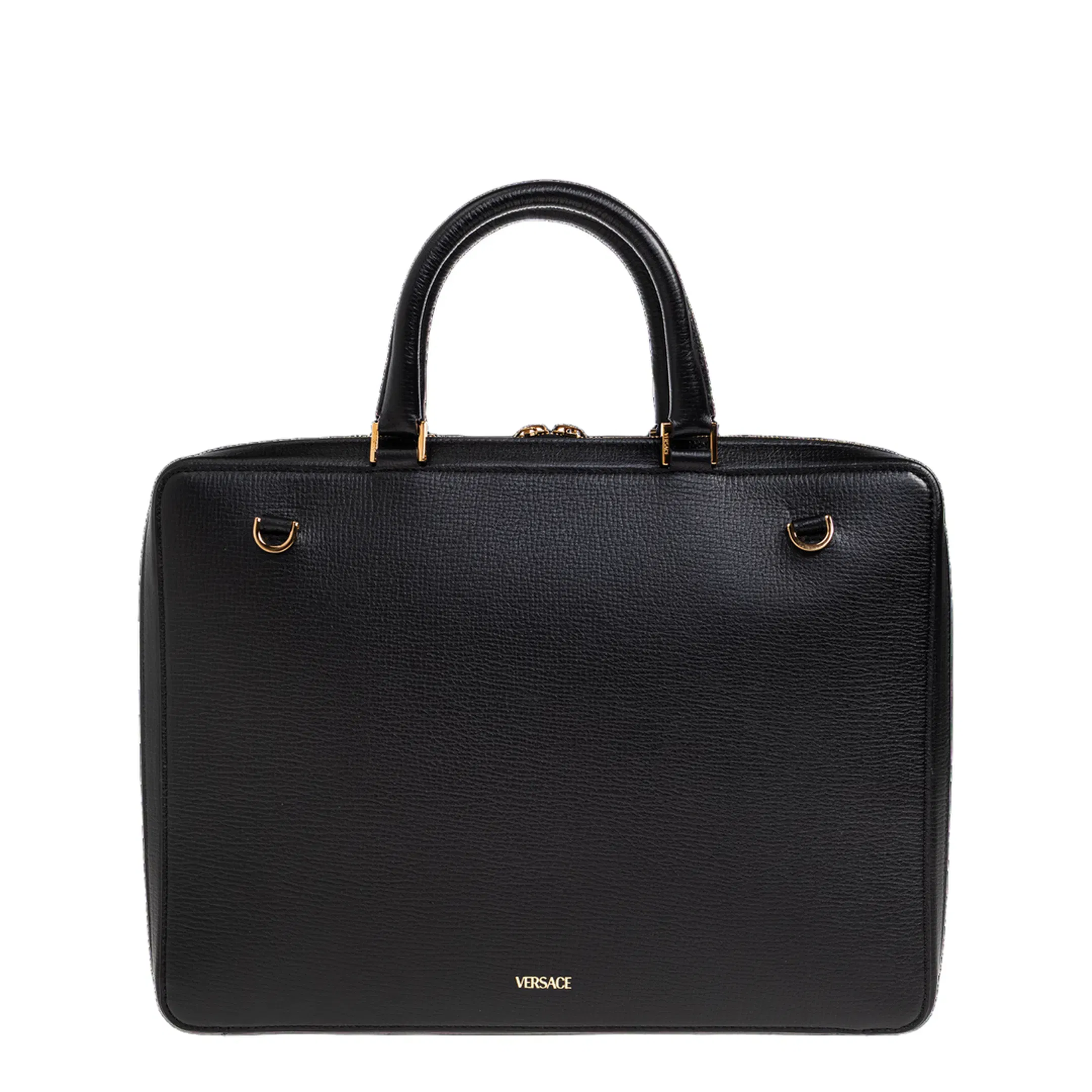 Medusa Head Leather Handbag - Black