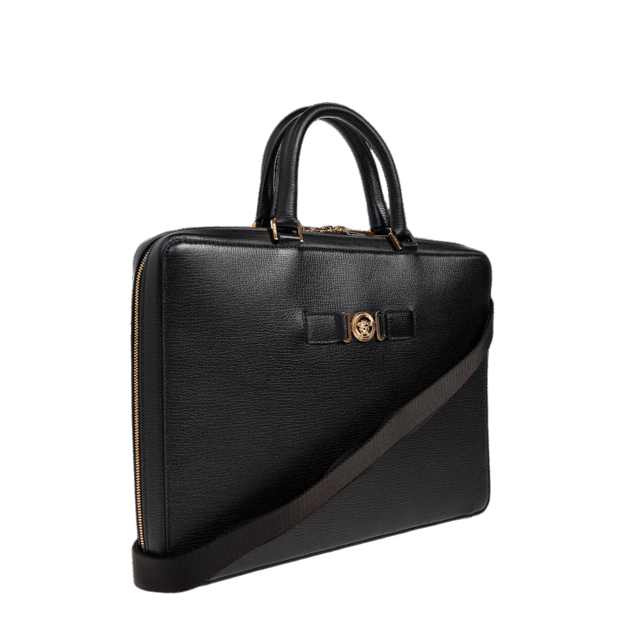 Medusa Head Leather Handbag - Black