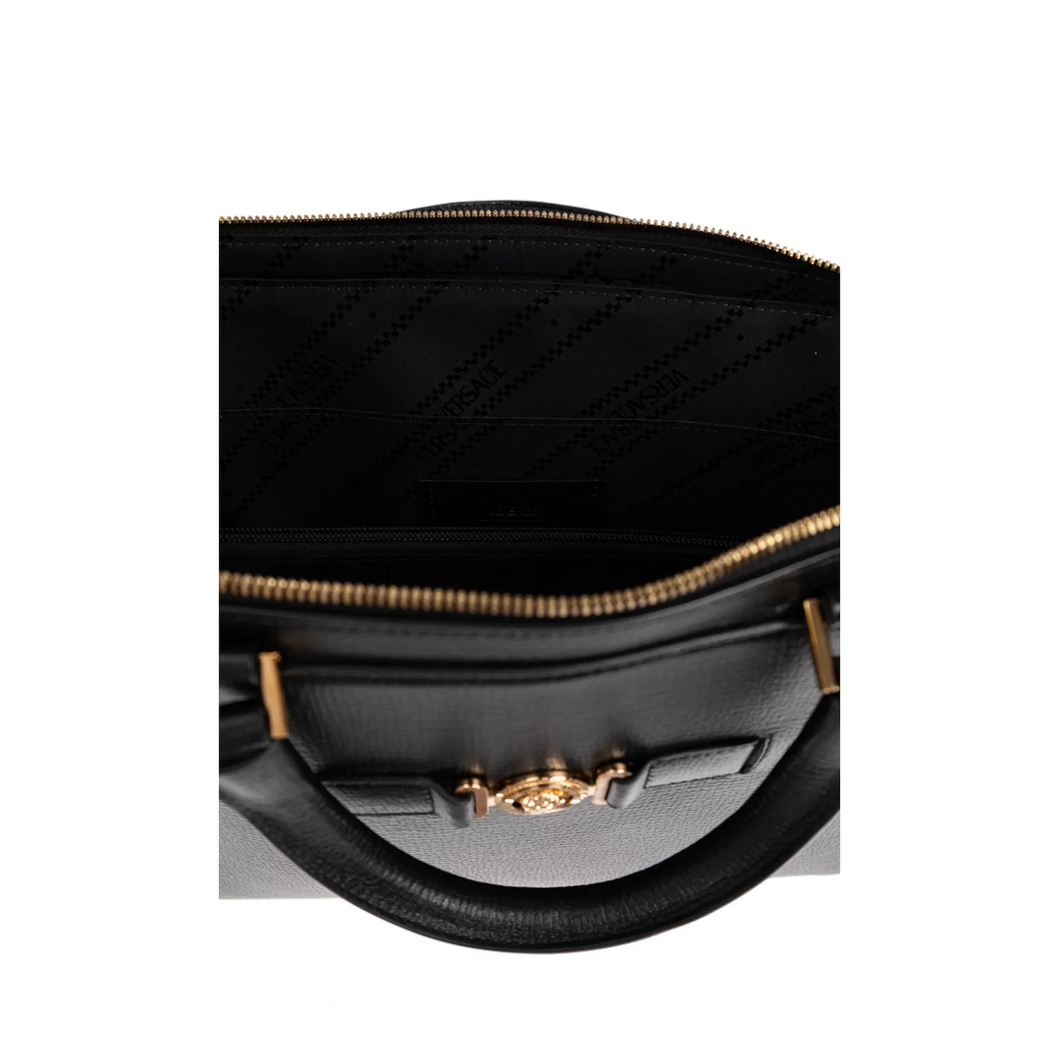 Medusa Head Leather Handbag - Black