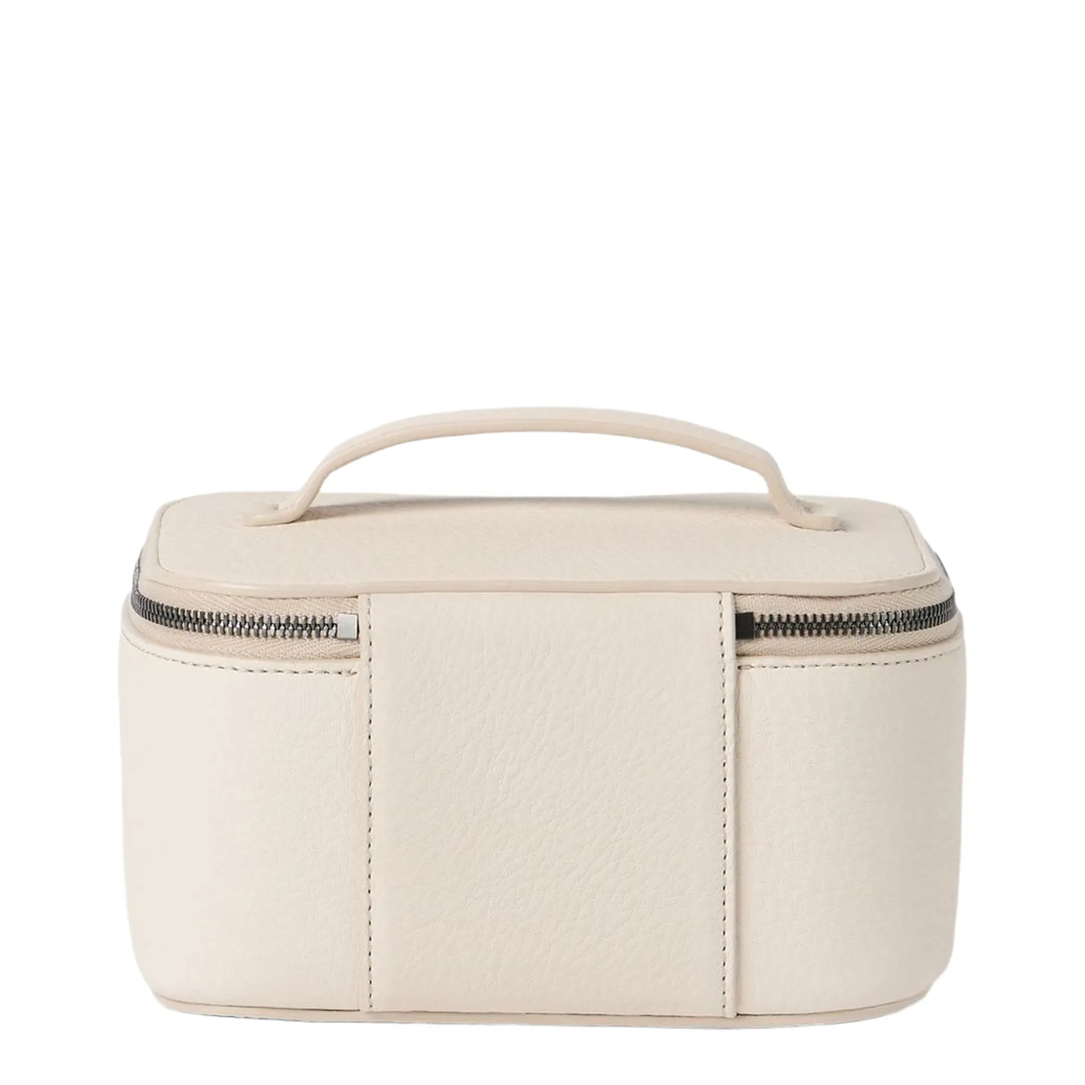 Zipper Grained Calfskin Jewelry Box - White