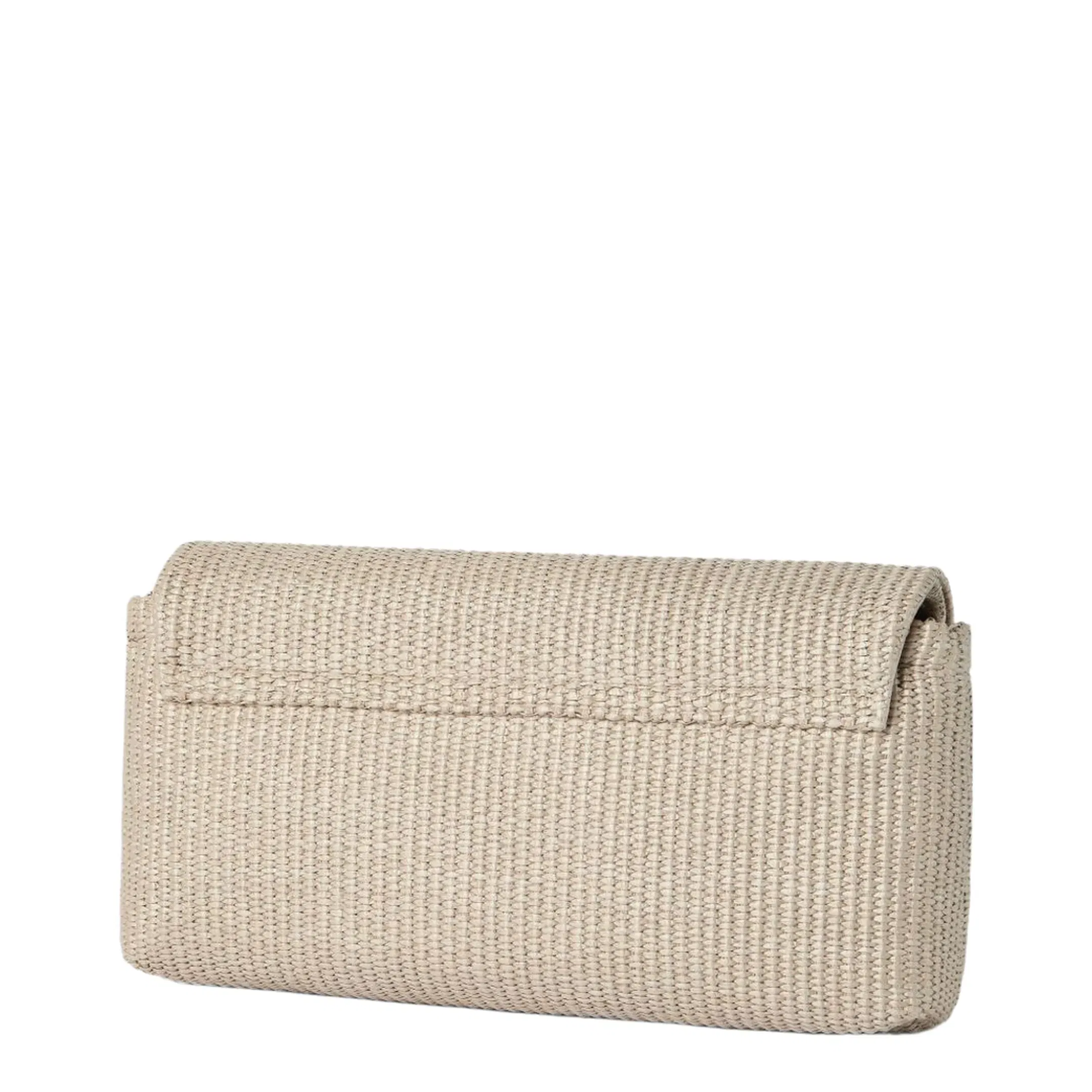 Techno Raffia Sartorial Clutch Bag - Beige