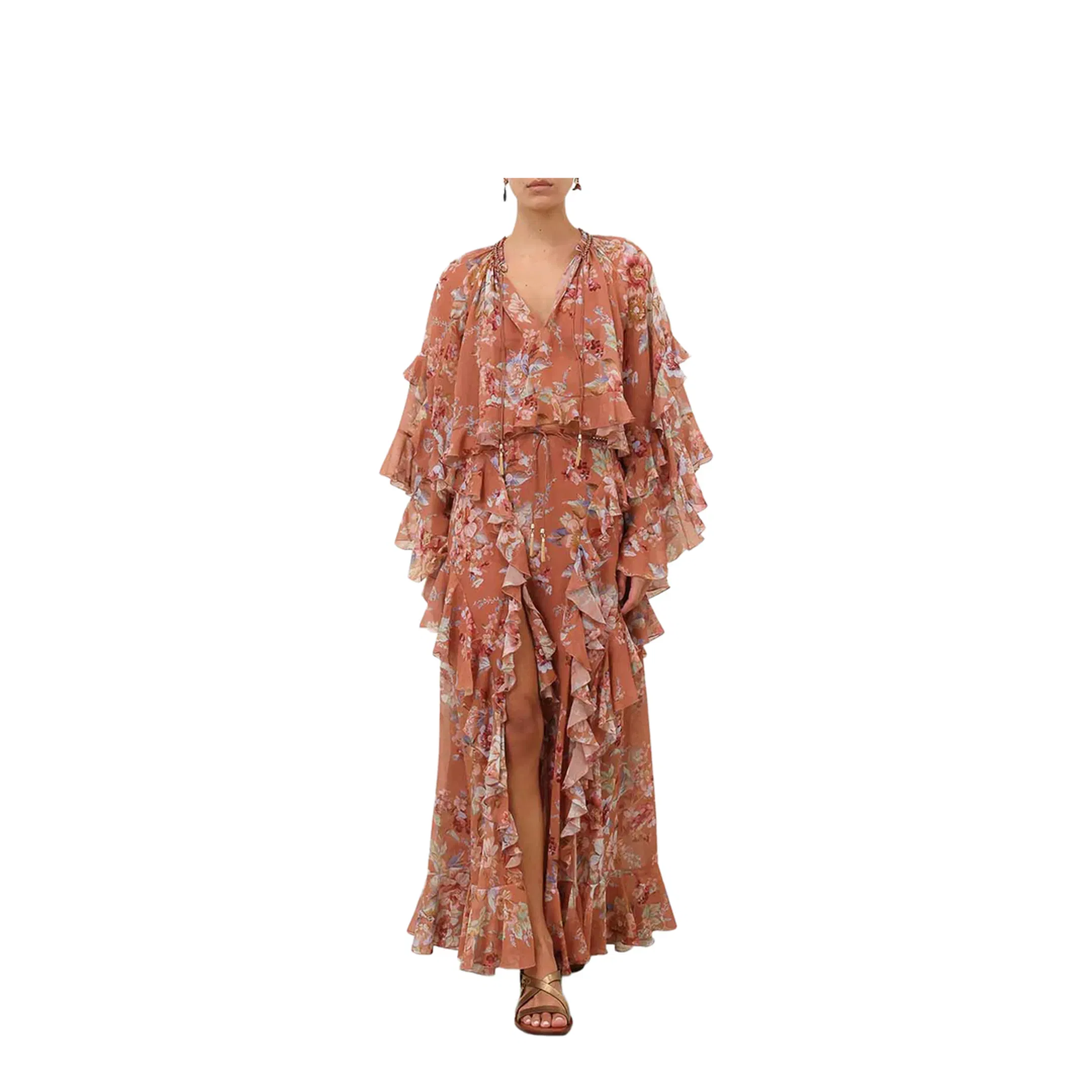 Orange Cotton Long Skirt