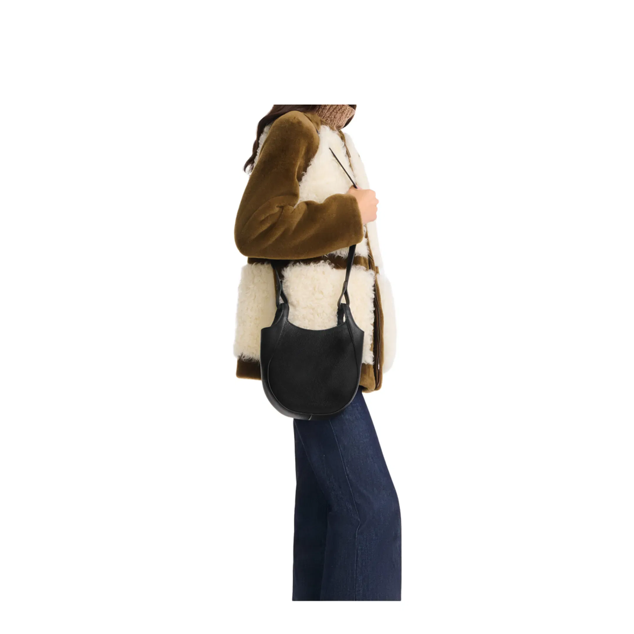 Le Foulonné S Leather Crossbody Bag - Black