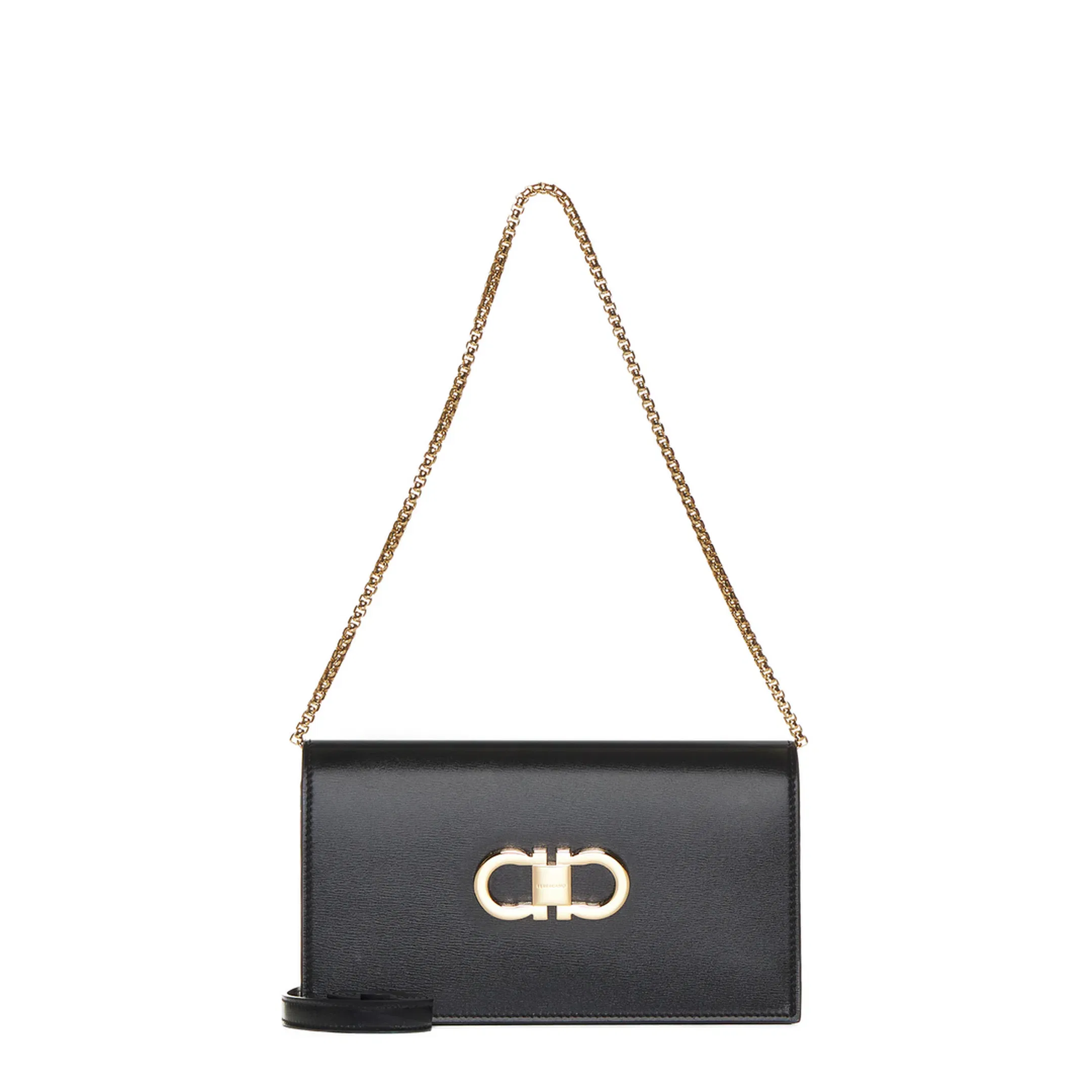 Double Gancini Mini Chain Crossbody Bag - Black
